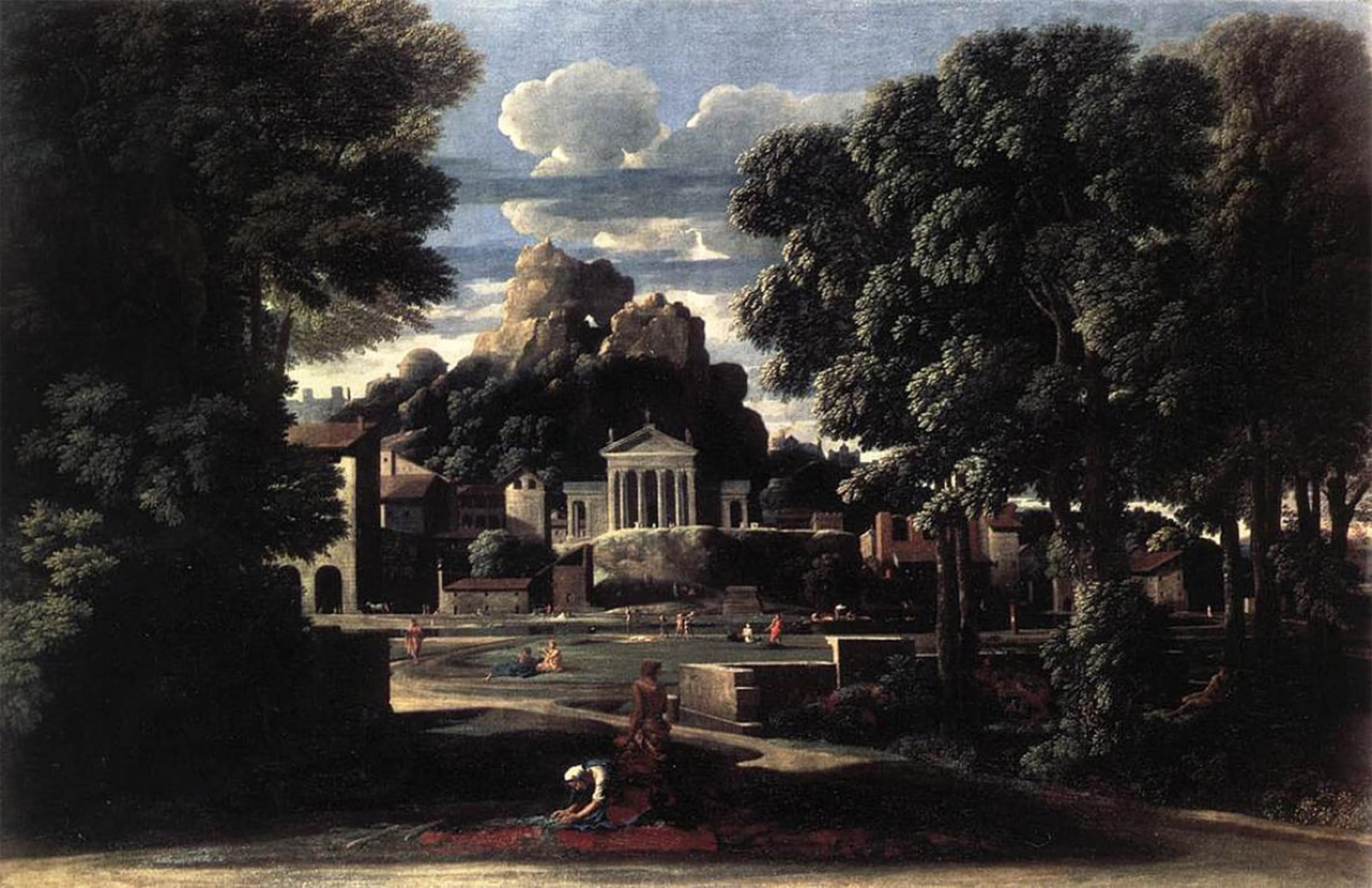SERENDIPITP Vintage Picture Print on Canvas Wall Art Poster Landscape with the Gathering of the Ashes of Phocion by Nicolas Poussin Artwork Print Poster for Wall Decor 60x90cm