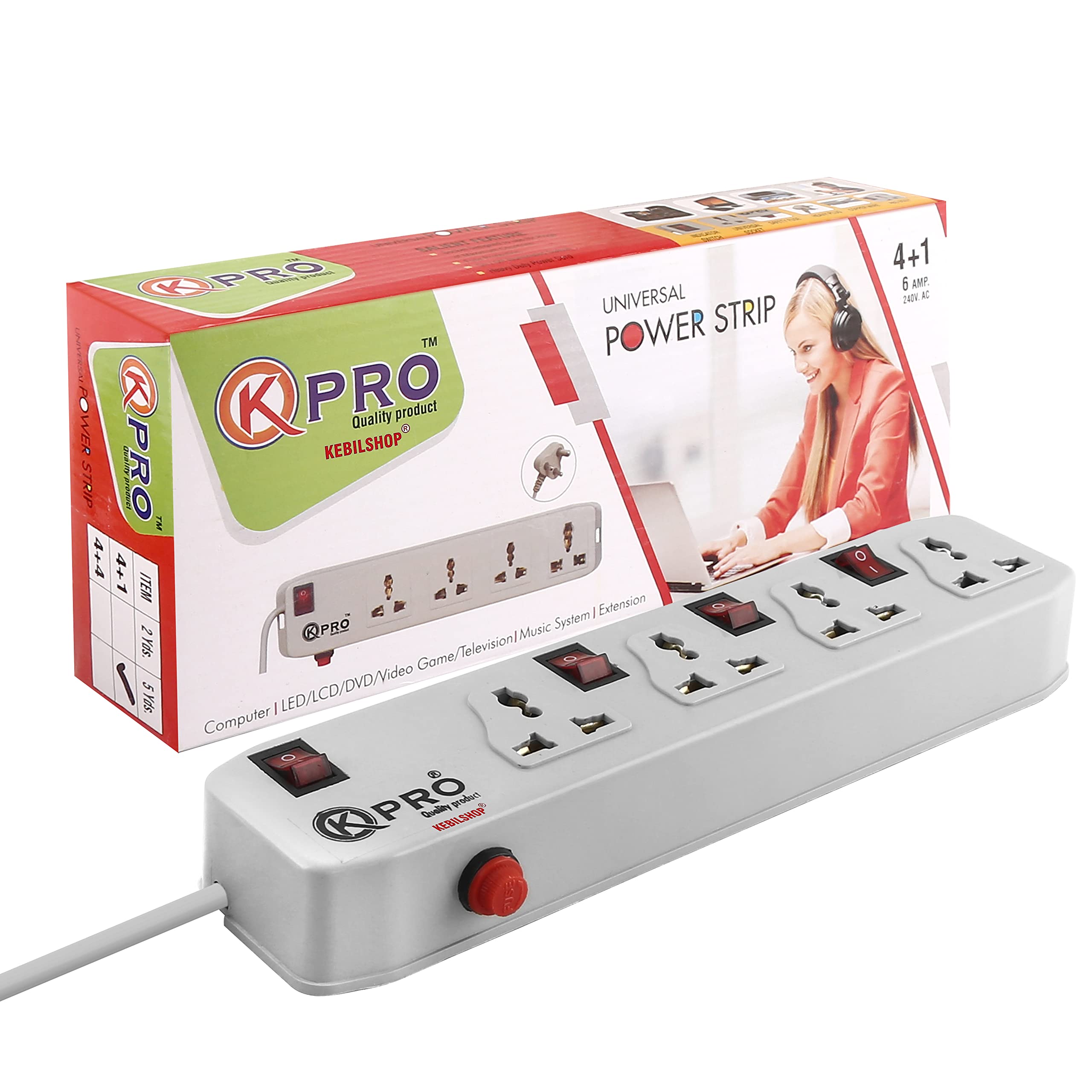KEBILSHOP 4+4 Extension Board/Cord,Power Strip,4 Universal Sockets 4 Individual Switch with Indicator,SafetyFuse,Upto 10 Amp with 15 feet/4.5 M Cable (4 Socket+4 Switch)-picture-21