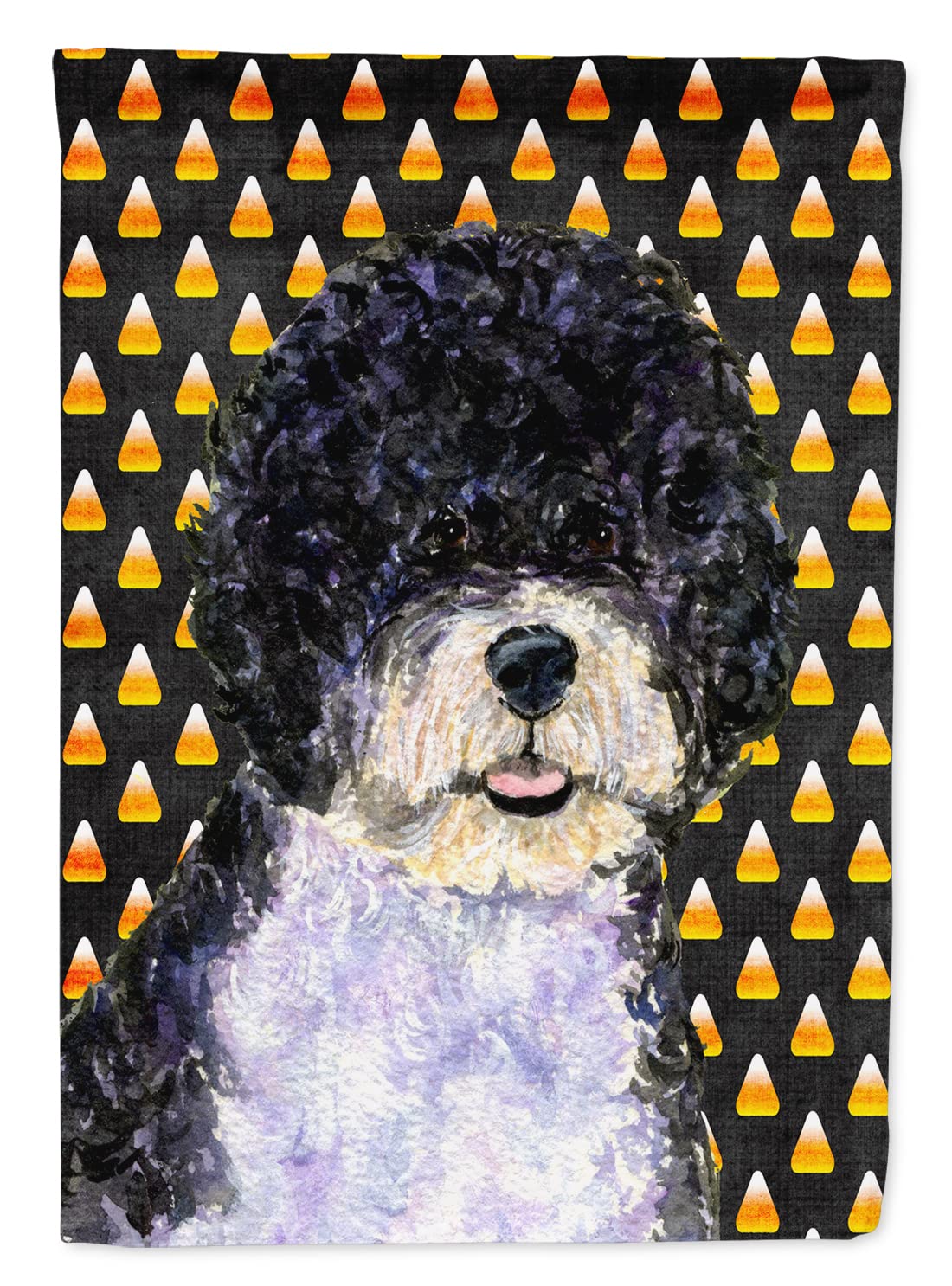 Chien d'Eau Portugais drapeau automne grand format pour décorer le porche de maison à Halloween