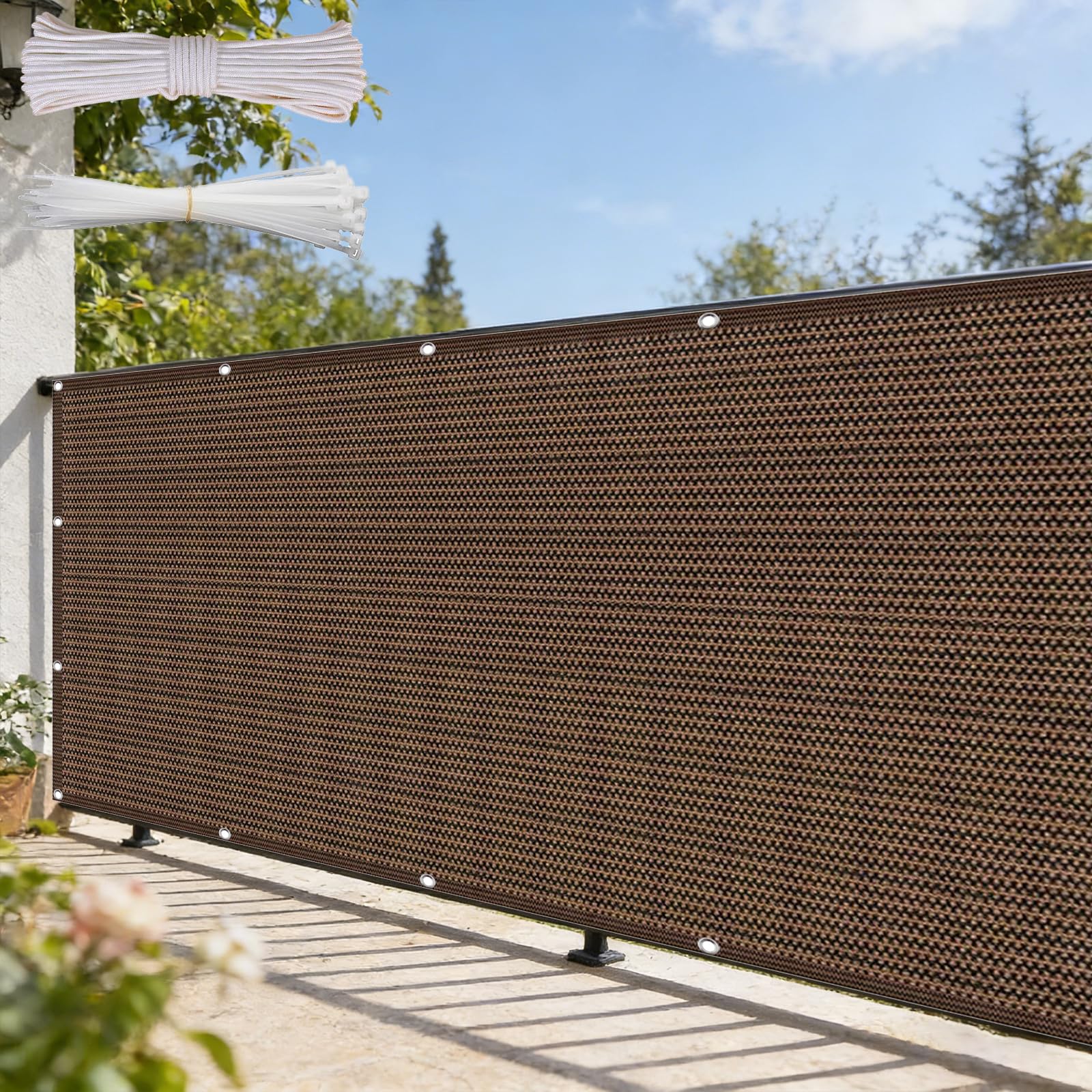 Brise-Vue Haute Densité HDPE 220G M² Écran Extérieur Épais et Respirant Marron