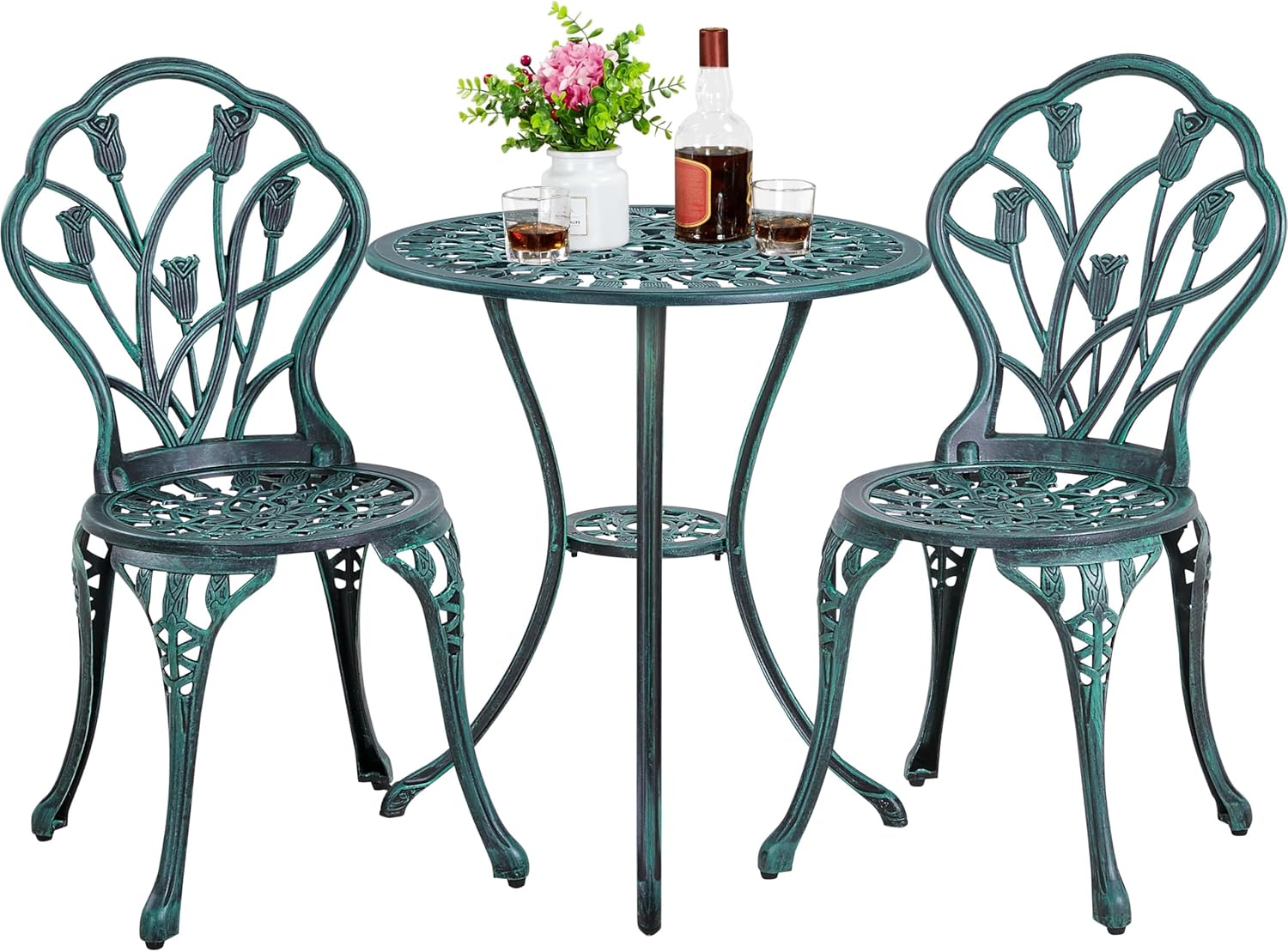 Amazon.com: Yaheetech Patio Bistro Sets 3 Piece Cast Aluminum Bistro ...