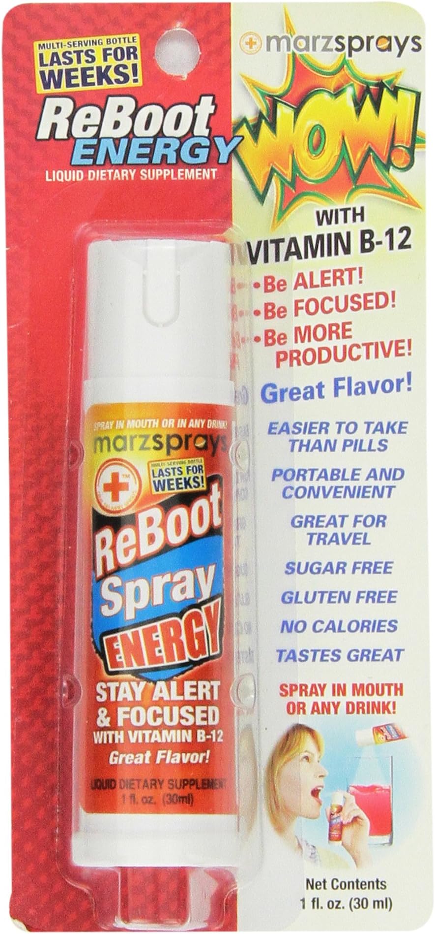 Marz Spray ReBoot Energy Spray Supplement (As Seen on Shark Tank) (1 Bottle) 100% Satisfaction Guarantee!