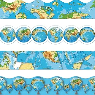 67ft Travel The Map Globes Bulletin Board Borders World Map Bulletin Board Decorations Adventure Awaits Sign Travel Trim Border Decor Earth Globe Border for School Classroom Party Wall Decor