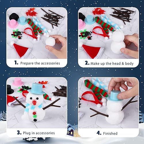 Miniatura 4 de Fovths Juego de 15 piezas de muñeco de nieve de Navidad, kit de manualidades de muñeco de nieve, masilla de espuma, muñeco de nieve, juguetes de