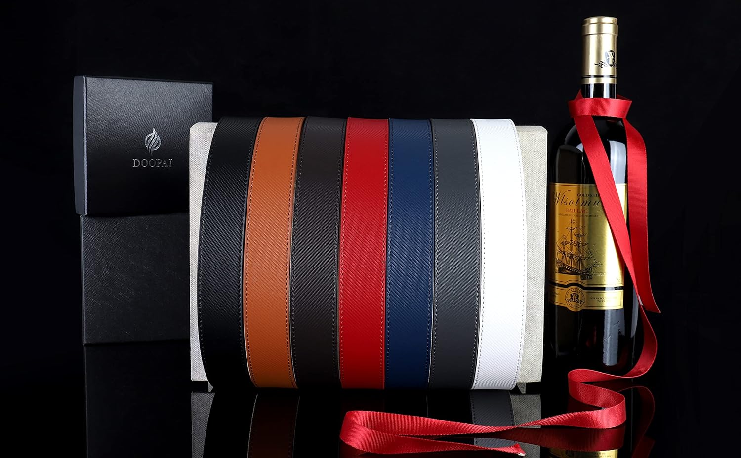 DOOPAI Men's 2 Pack Ratchet Dress Belt - Adjustable 1 3/8" Genuine Leather, Size Length Can Be Cut, With Gift Box - Image 6