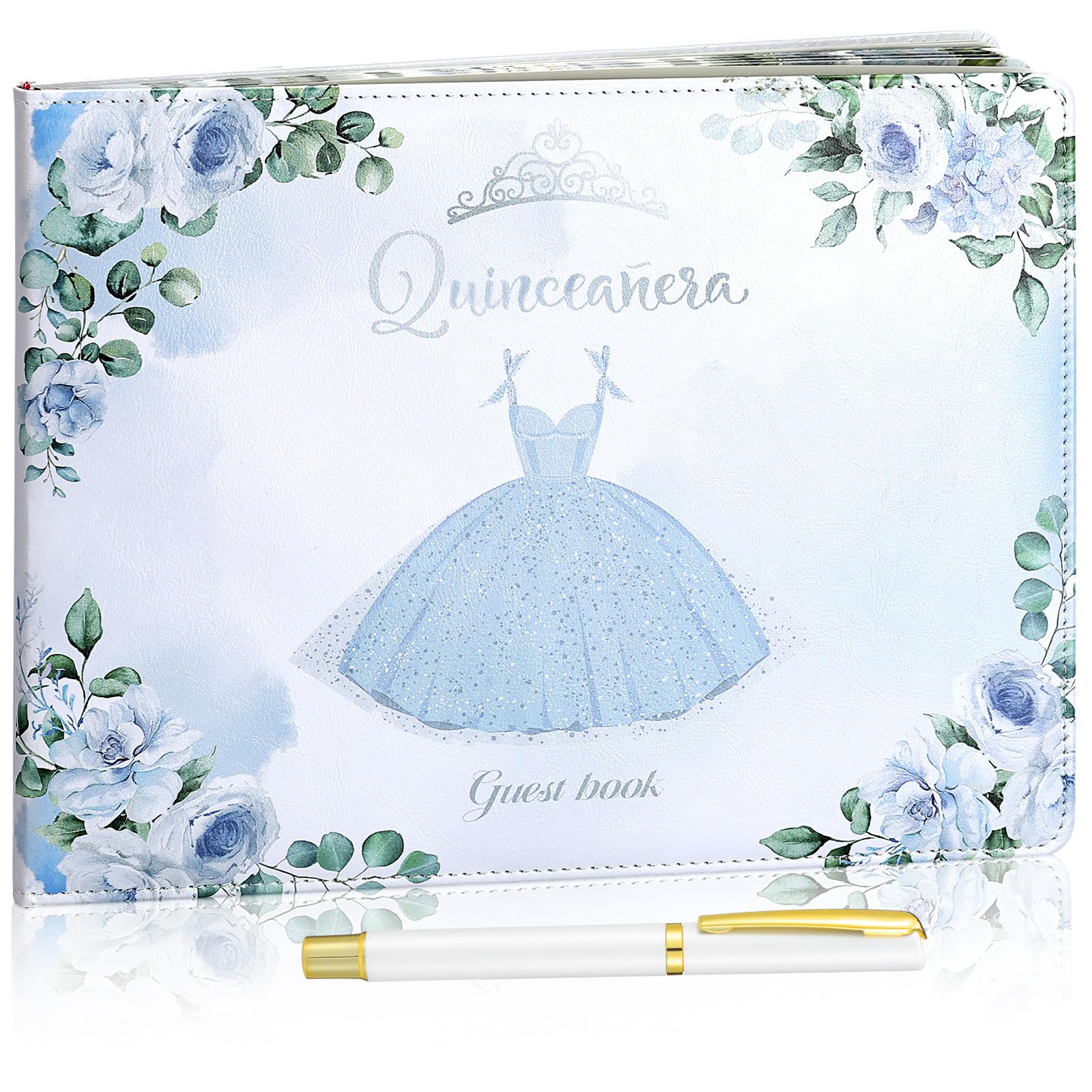 MotiMind Quinceanera Guest Book with Pen Libro De Firmas Para 15 Anos Blue