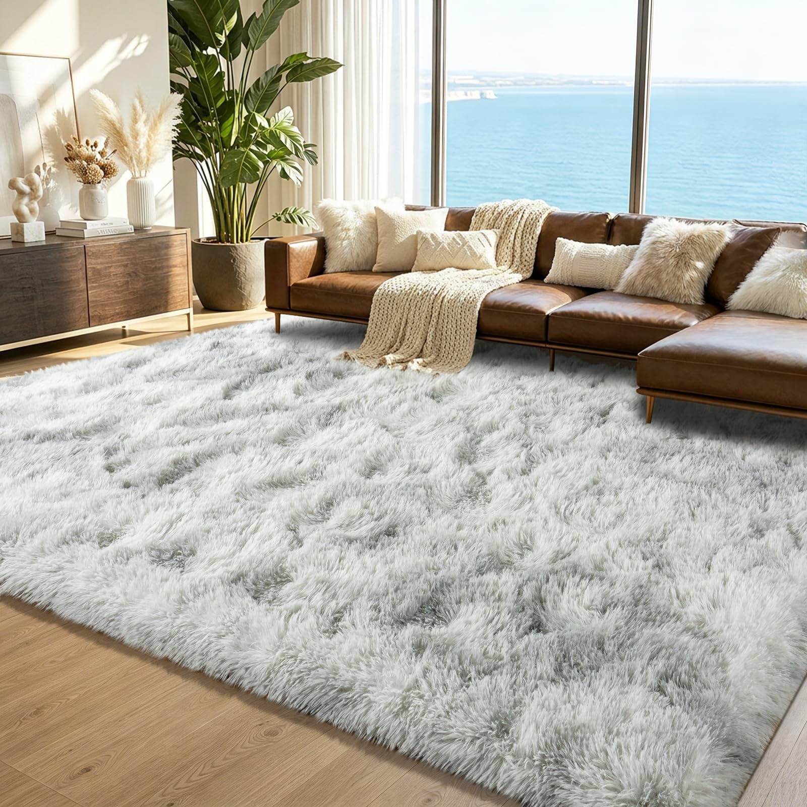 Rugs Living Room 200x300cm Gray Soft Fluffy Shaggy Large Rugs for bedroom