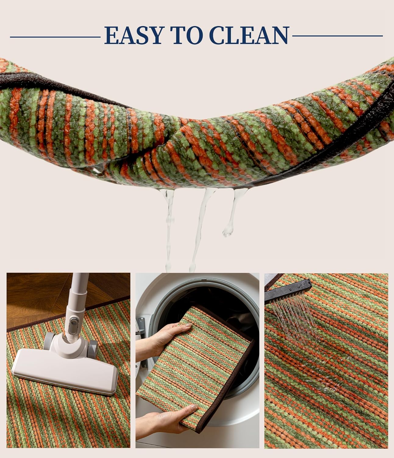 YIHOUSE Non Slip Bath Mats for Bathroom 24x48, Absorbent Bathroom Rugs Mat Quick Dry Woven Sink, Laundry, Kitchen, (Green,24"x48")