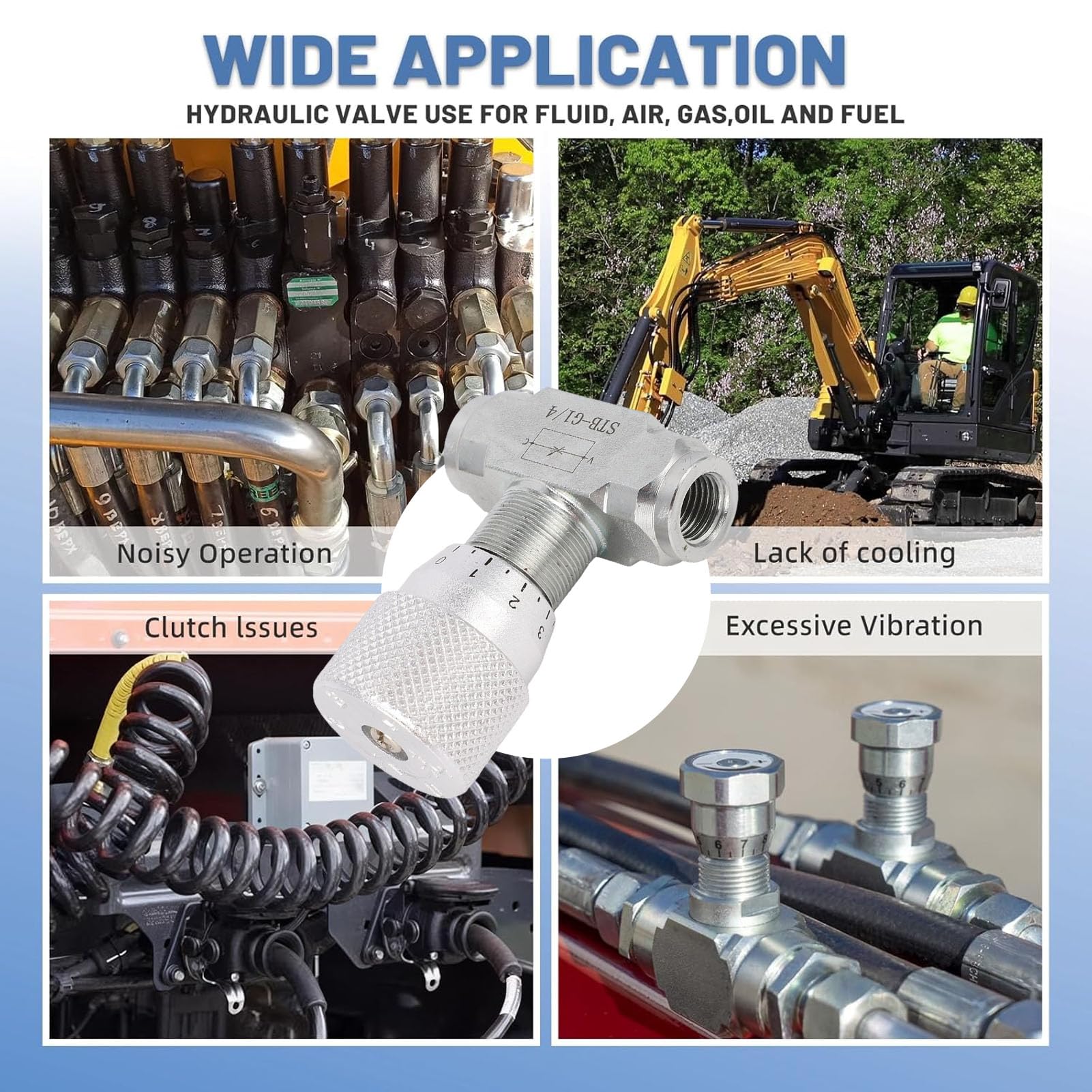 Fafeicy Válvula de Control de Caudal Hidráulico Bidireccional G1/4 Pulgadas para Miniexcavadora de 0,8-2 Toneladas Control de Velocidad del Cilindro Ajuste Serie STB 5 Piezas