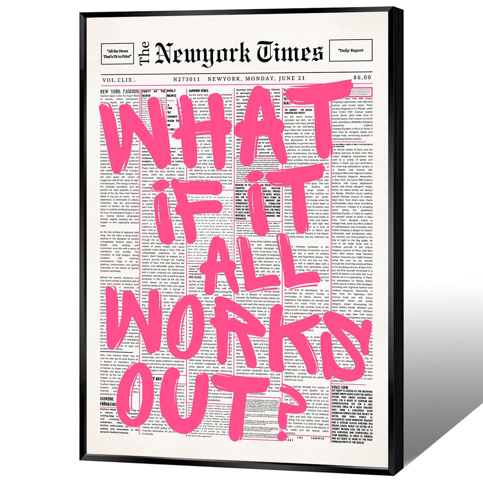 Unframed Black And White Newspaper Canvas Posters What If It All Works Out Wall Art Positive Affirmations Inspirational Quote Prints Painting For Living Room Bathroom Wall Decor 8x12in — view 9