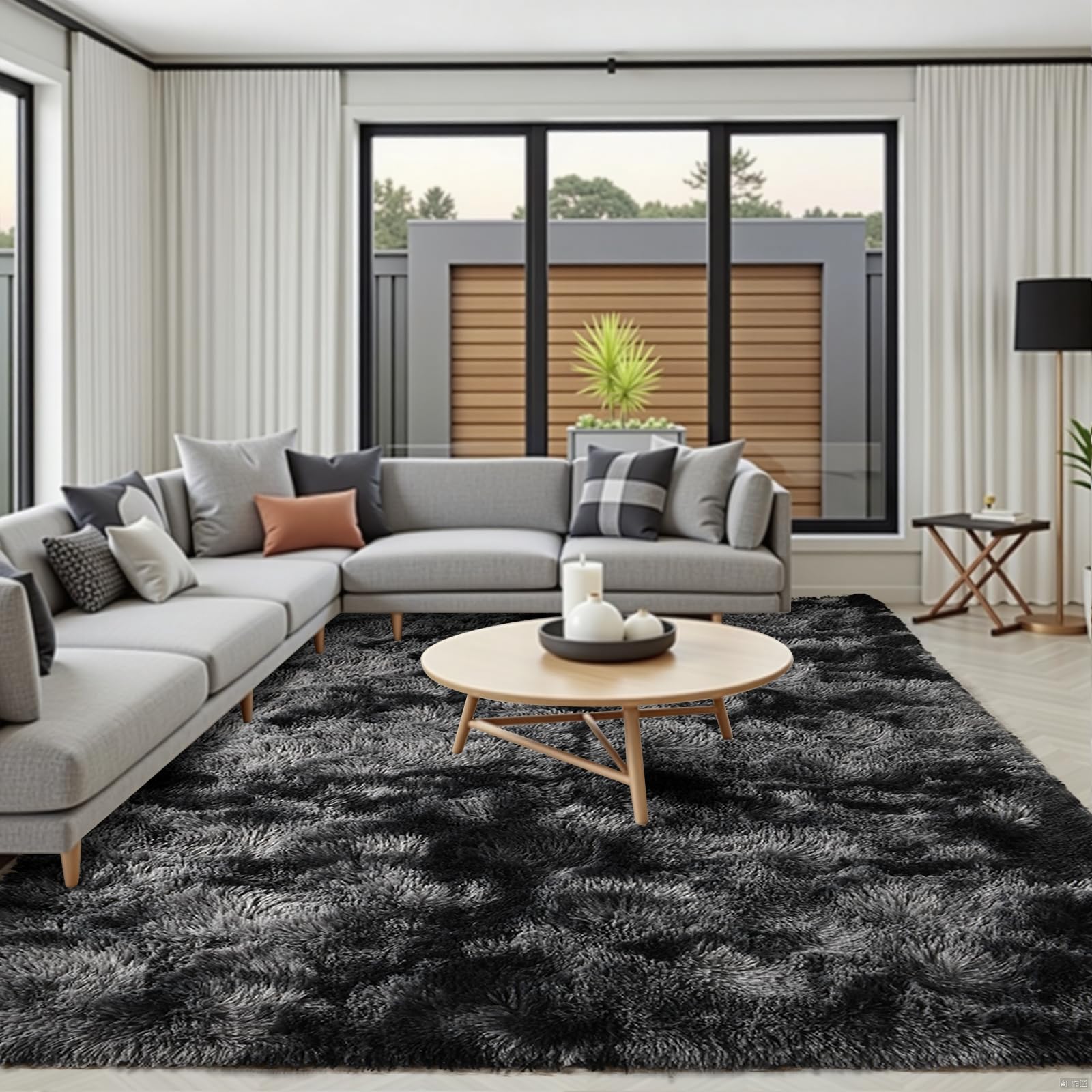 FinRèc 6x9 Feet Dark Grey Rugs for Living Room Bedroom, Soft Fluffy Area Rug, Non-Slip Solid Shag Rug for Nursery Kids Room Dorm Room Home Decor,