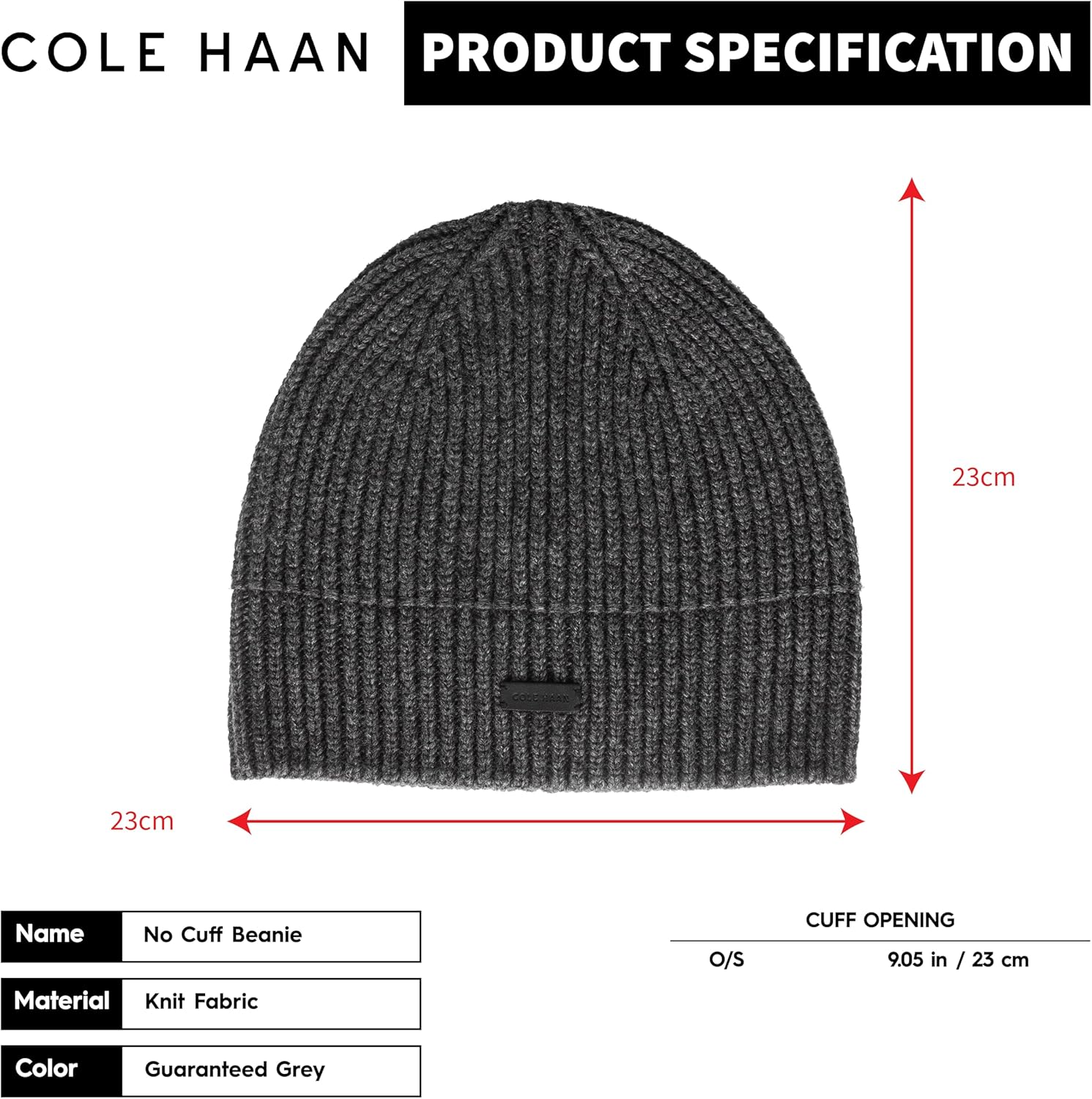 Cole Haan Mens Knit Beanie - No Cuff Design - Image 4