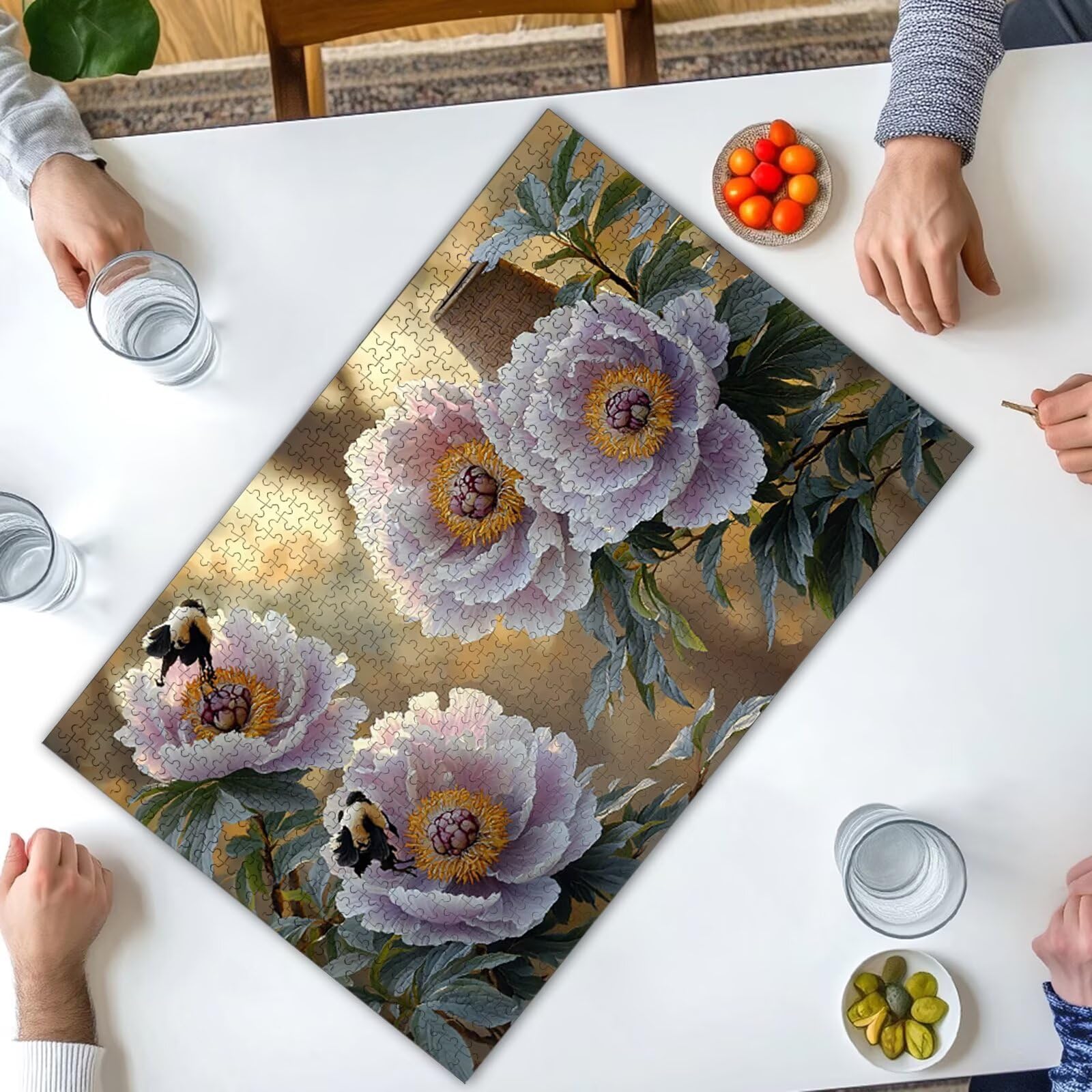 Puzzle 1000 sztuk kwiatów, drewniane puzzle piwonia dla dorosłych, puzzle z wykwintnym opakowaniem, rodzinne gry edukacyjne, puzzle do dekoracji wnętrz, pomysł na prezent dla kobiet, prezent dla