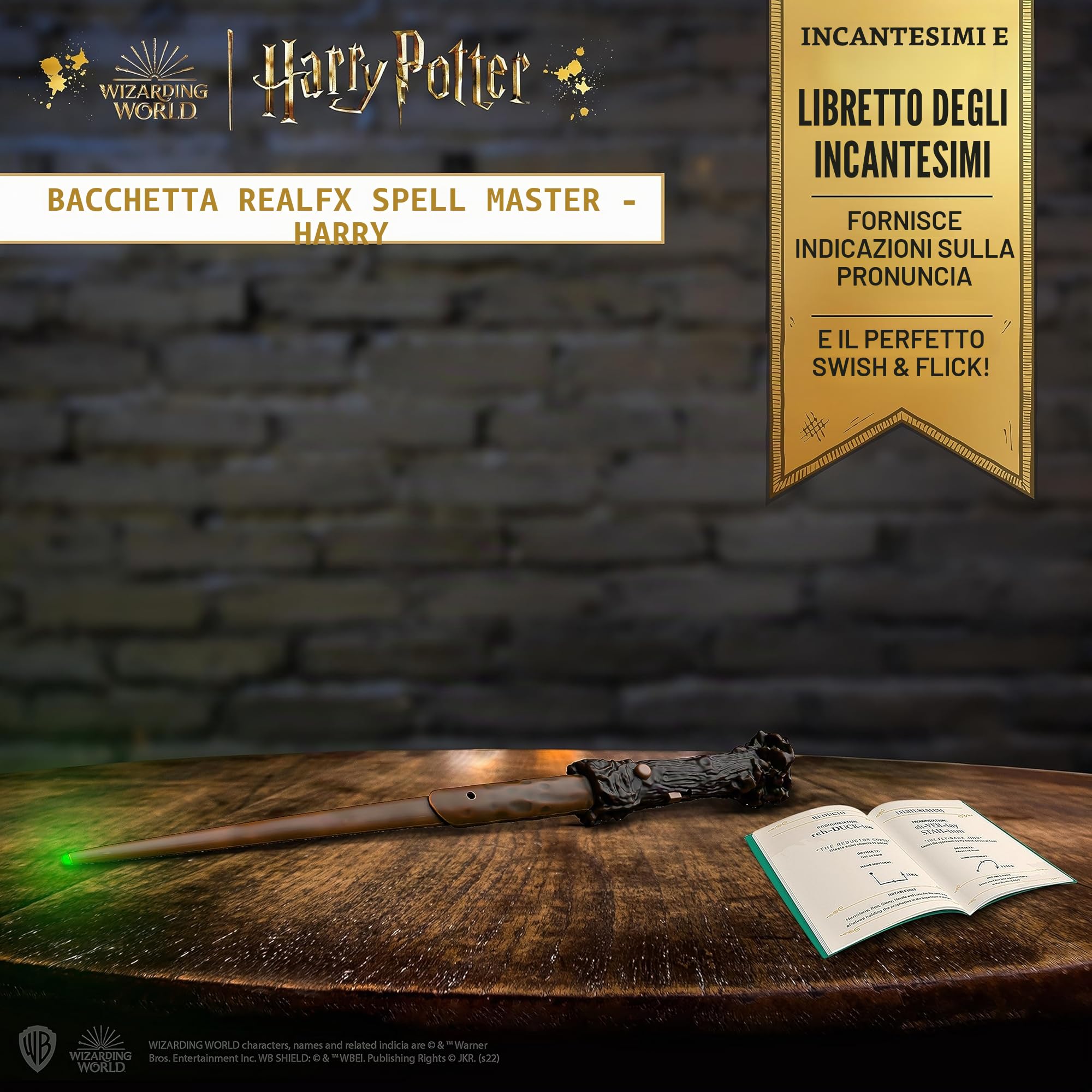 WOW STUFF Bacchetta luminosa e sonora ad attivazione vocale, regalo ufficiale di Harry Potter, accessori per travestimento e giocattoli del mondo magico
