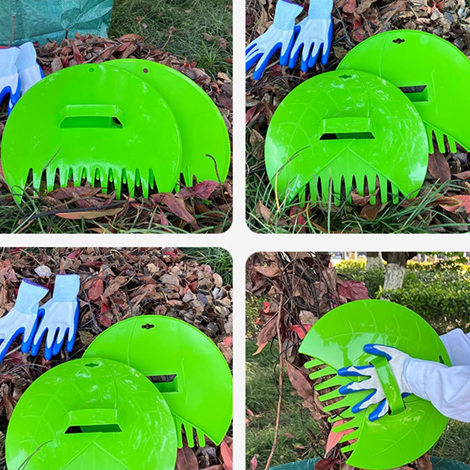 2 Râteaux à Main Ramasse-feuilles - Griffes De Ramassage En PP Vert - Pour Jardin, Cour, Nettoyage Automnal