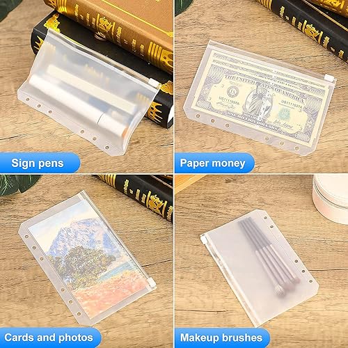 Miniatura 4 de QiXin 30 piezas A7 mini carpeta de bolsillo transparente para planificador de presupuesto, bolsa con cremallera, organizador de carpetas a granel,