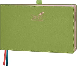 BEZEND 2027 Planner Weekly and Monthly, Daily Calendar Book (9"x5.5") | Vertical Hourly Timeslots, Equal Weekend Space (Jan-Dec) 100GSM Paper, Office/Home, PU Leather Hardcover, Fruit Green