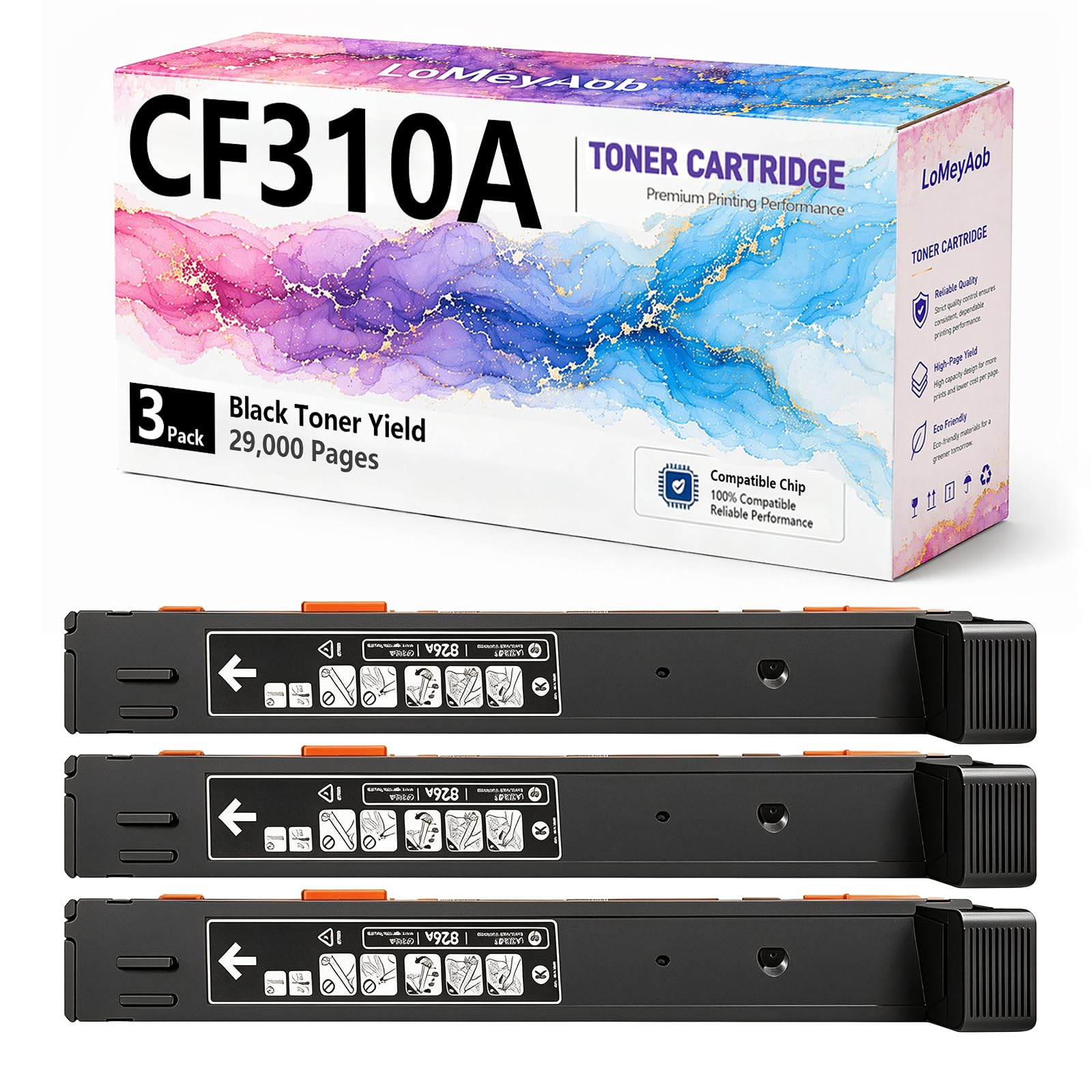 Cartuccia di toner CF310A, sostituzione nera ad alta resa per la stampante HP LaserJet M855xh M855dh M855x , Stampe ad alta velocità, Immaging accurata, 29000Pagine,3Pack