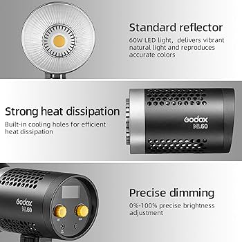 Amazon | GODOX ML60W 手持ち式 LEDスタジオライト 60W 定常光