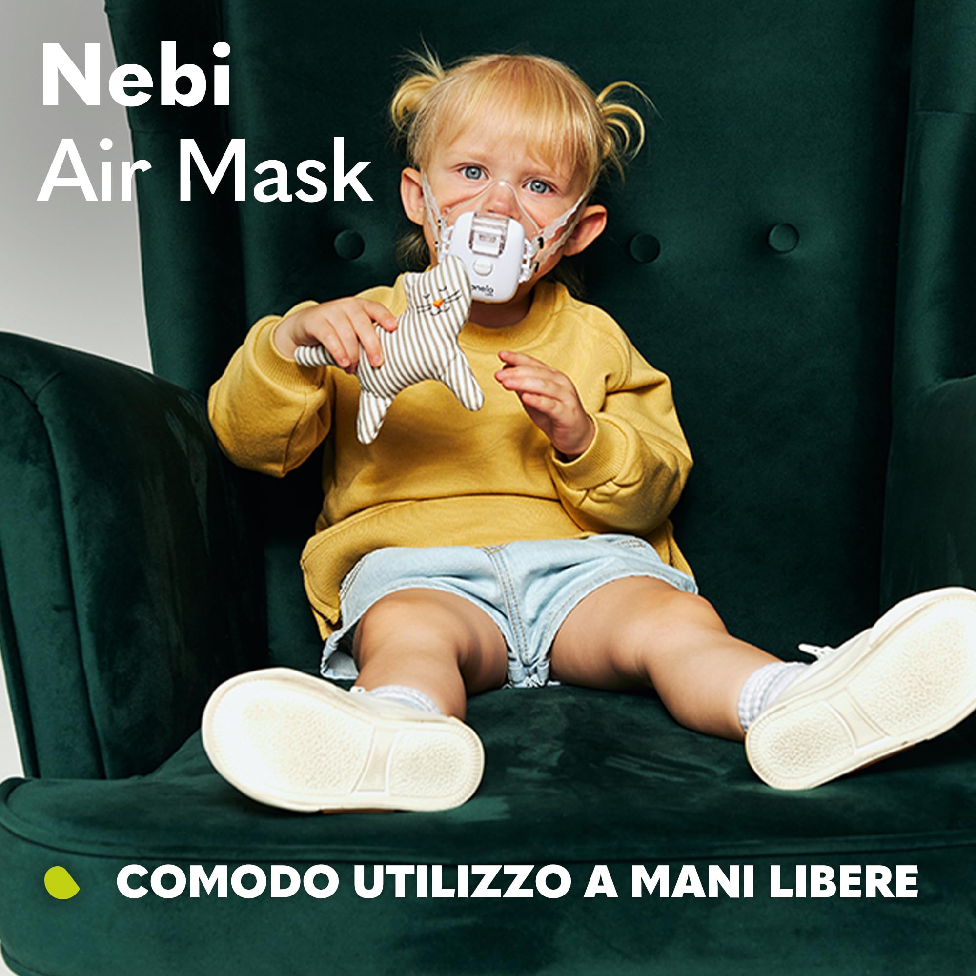LIONELO Nebi Air Mask inalatore, nebulizzatore per bambini e adulti, silenzioso, compatto e portatile, per malattie dell'apparato respiratorio, infezioni e allergie, inalazione ad alta efficienza