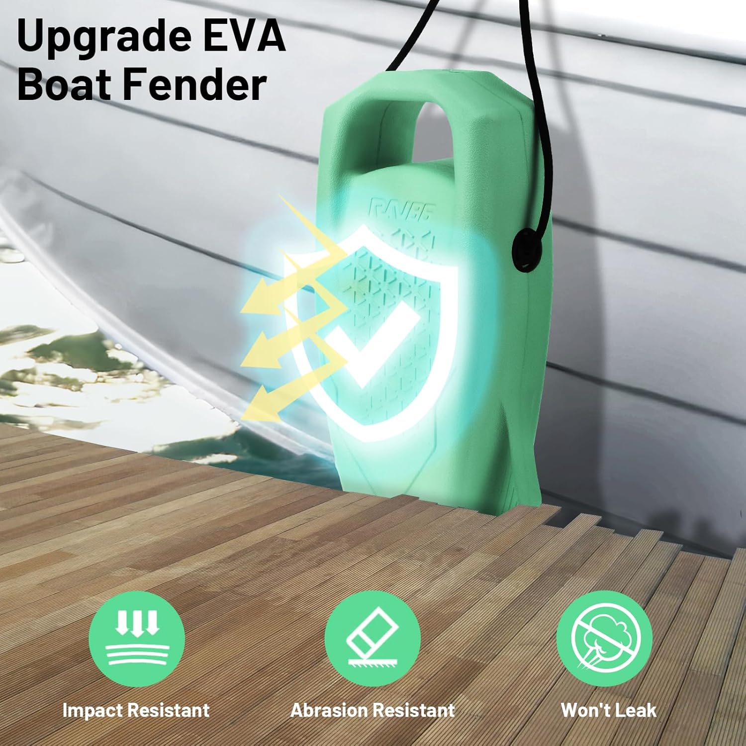 Boat Fenders Bumpers for Docking, EVA Boat Dock Fenders Bumpers, Easy to Install, Fit for Pontoon, Jon Boat, Bass Boat - 7.08" x 16.92"