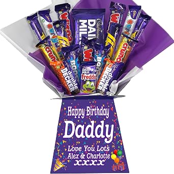 Personalised Luxury Chocolate Bouquet Hamper, Personalised Sweet Gift for Him or Her, Great Choice for Birthdays, Christmas or Any Occasion Compatible with CADBURY MIX LG 1