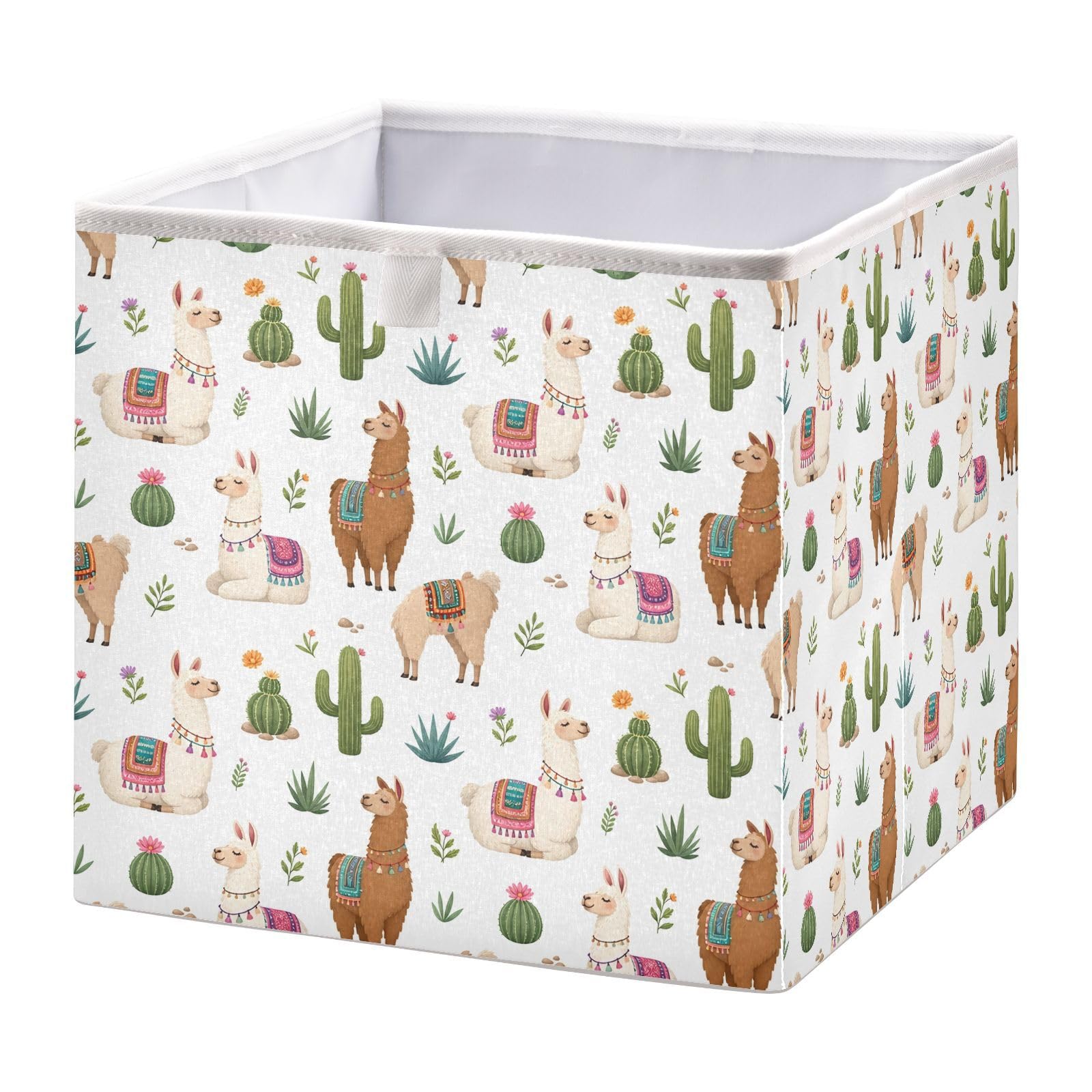 Ewusp Cute Alpaca Cube Storage Boxes 28x28 cm Foldable Closet Organiser Bin Holiday Basket Baby Basket for Nursery Bedroom Office