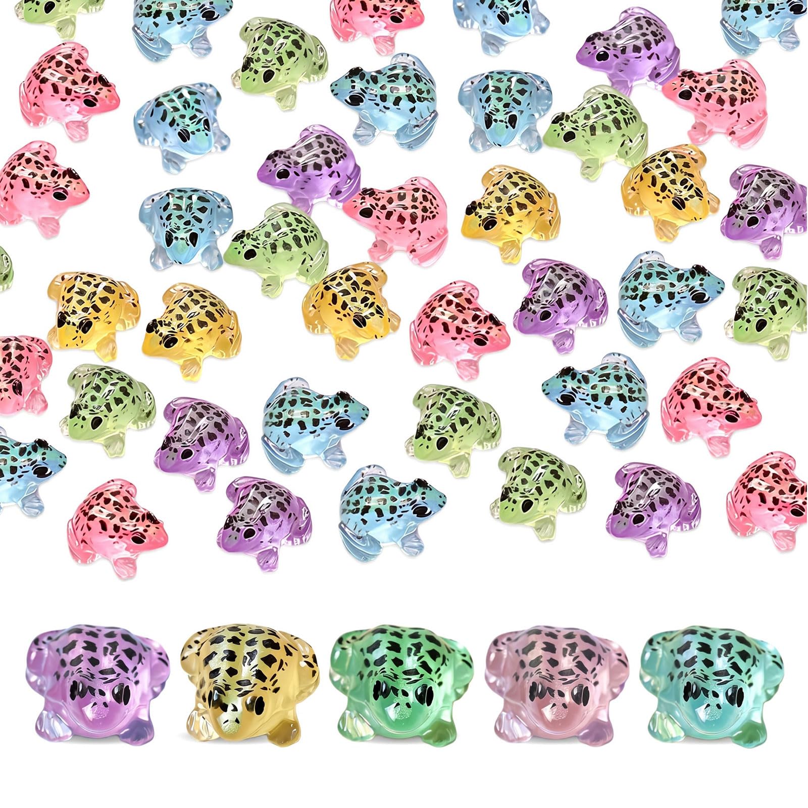Mnuwoee 55 Pcs Mini Frogs Tiny Resin Animals Toy Glow In The Dark Figurines