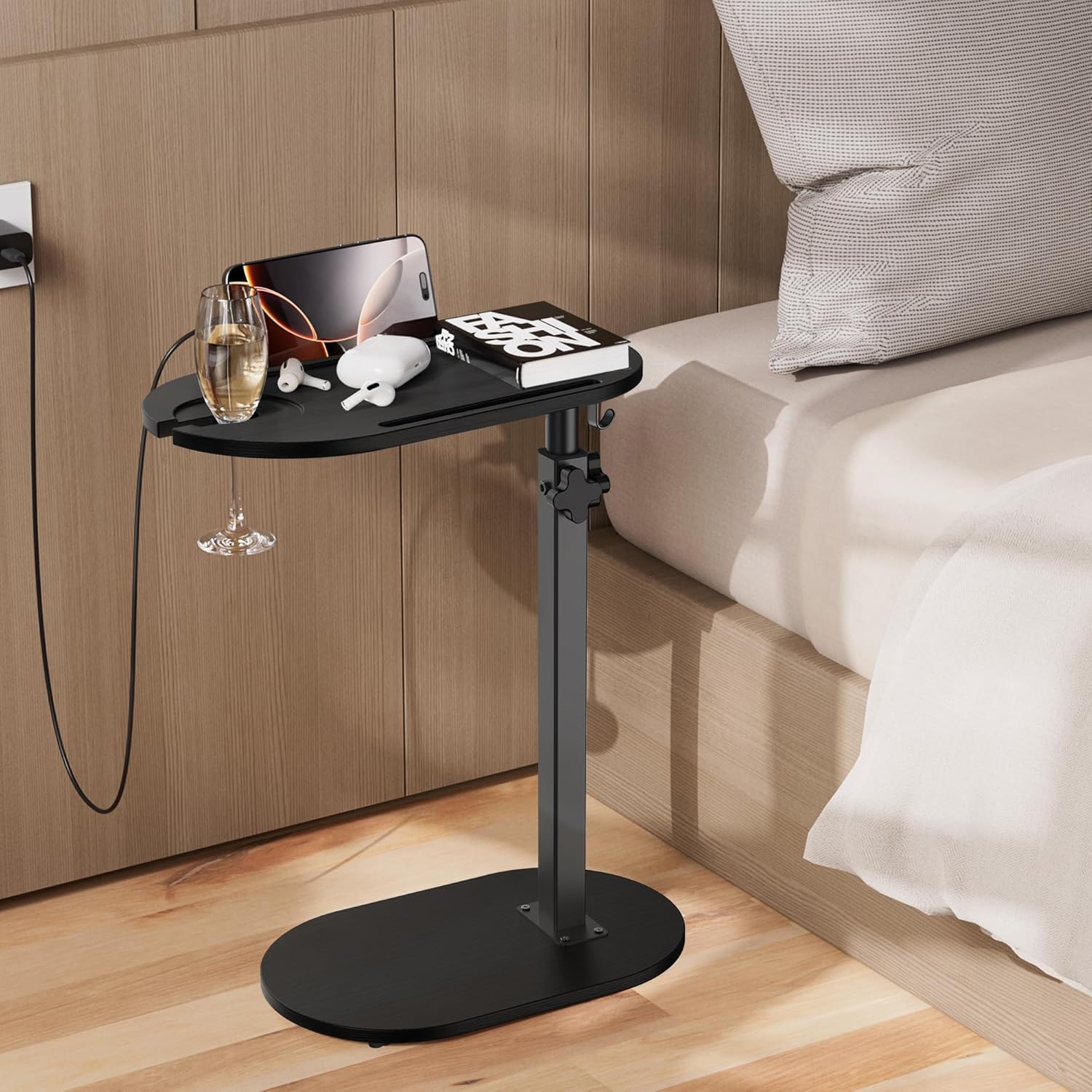 Bamboo Bathtub Table with Adjustable Height, Freestanding Bath Tray Caddy Board Tub Organizer, House Warming Gift, New Home, Anniversary Wedding Gifts, Bridal Shower Gift for Women