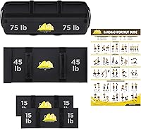 DUNEATHLETICS Workout Sandbag Unfilled 15-75 lbs - Versatile 9-Handle Fitness Sand Bags for Strength Training with Free Guide