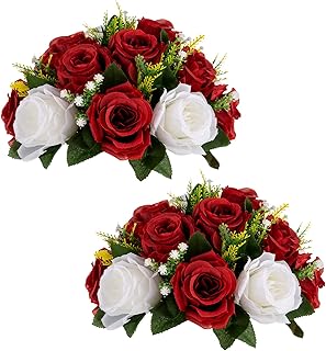 Sziqiqi Red Fake Flowers for Wedding Centerpiece Kissing Flower Balls for Tables Flower Centerpieces Arrangement for Party Road Lead