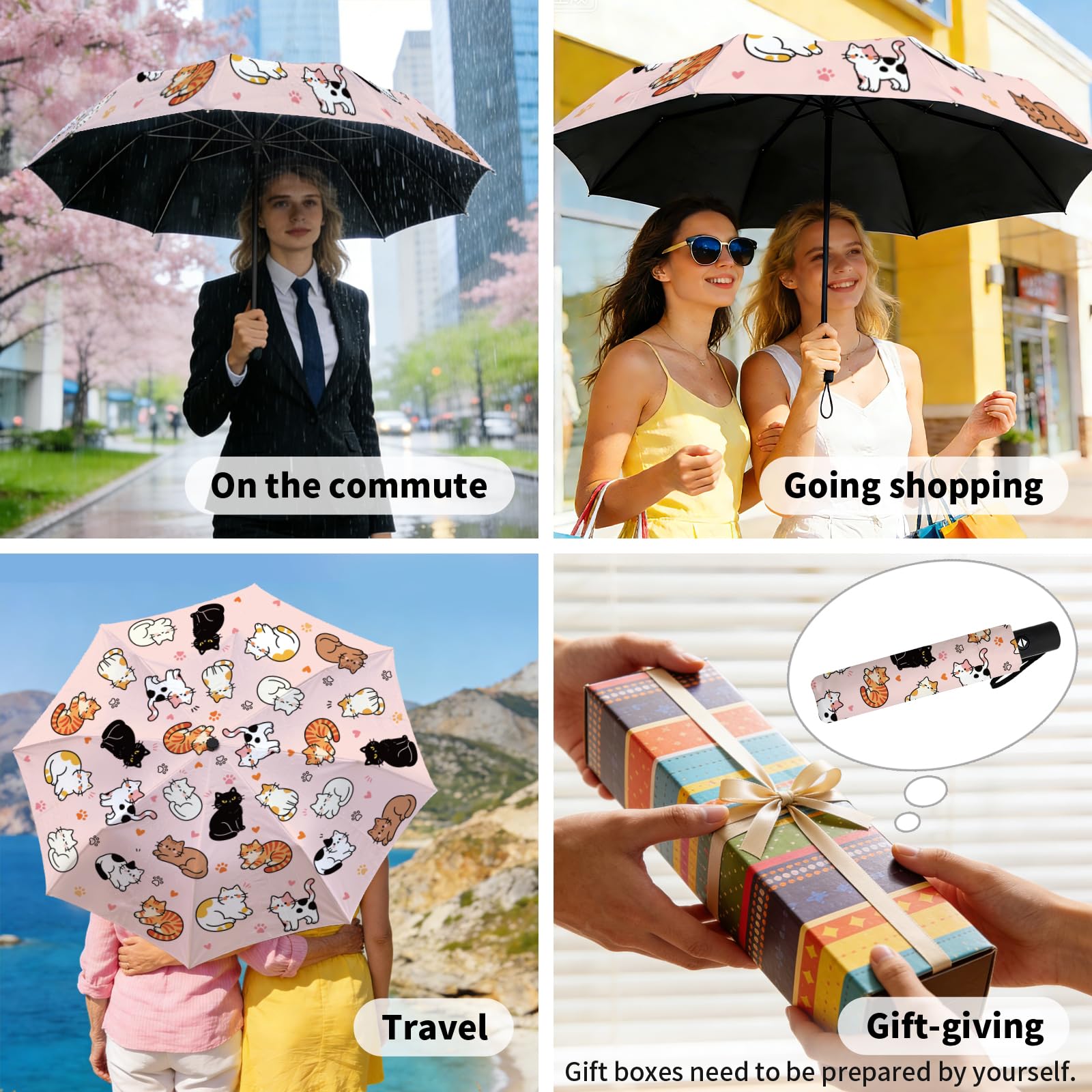 MAYJOYDIY Parapluie Automatique Parapluie Voyage Imperméable au Vent 107cm Ouverture pour Femmes Hommes Protection contre la Pluie et le Soleil