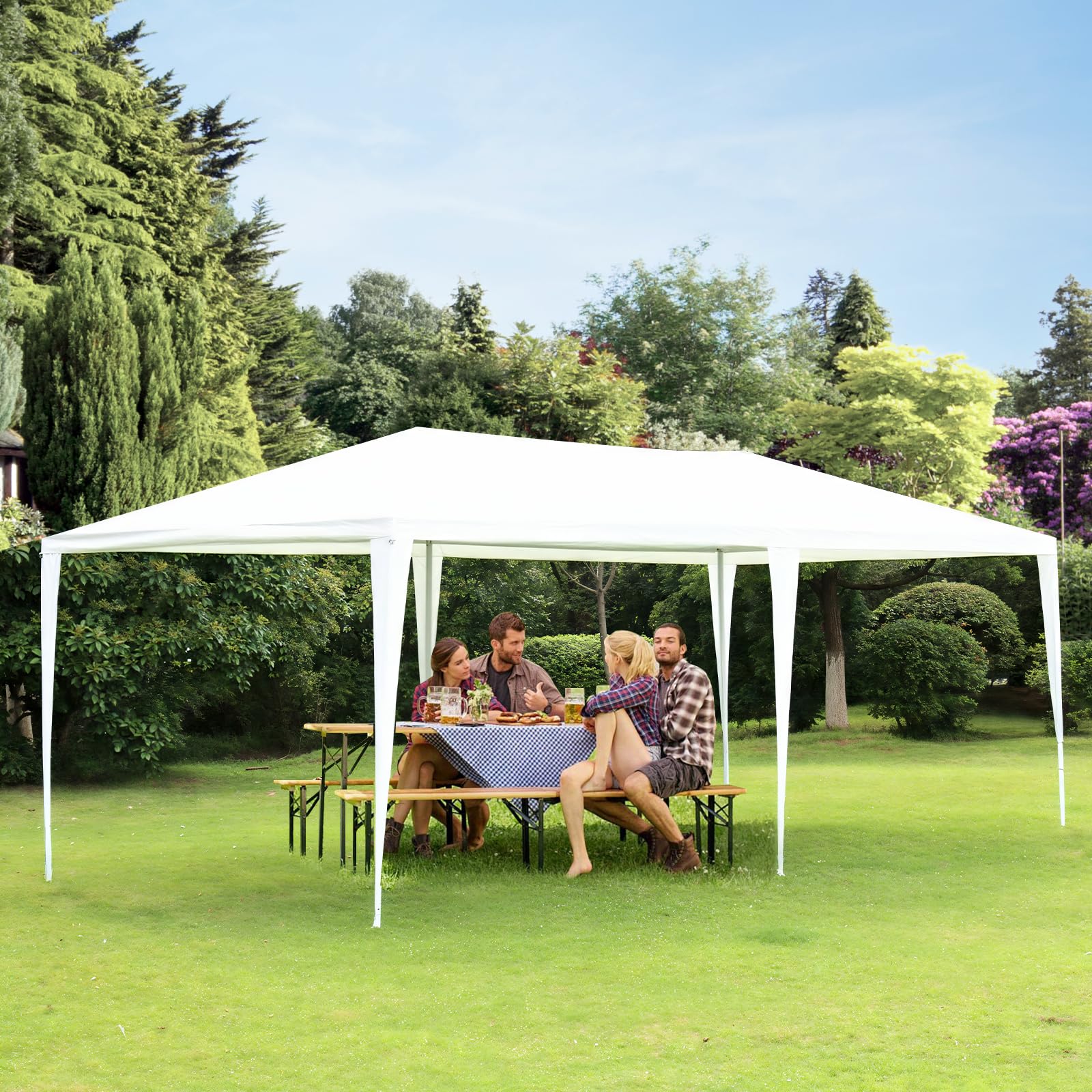 Gazebo Marquee 6x3M Canopy Party Tent with Sidewall And Windows, Outdoor Gazebo Marquee Garden Wedding Party Tent Waterproof Patio Canopy for Sun Rain Shelter (6X3m White(4 Side ）) — view 5