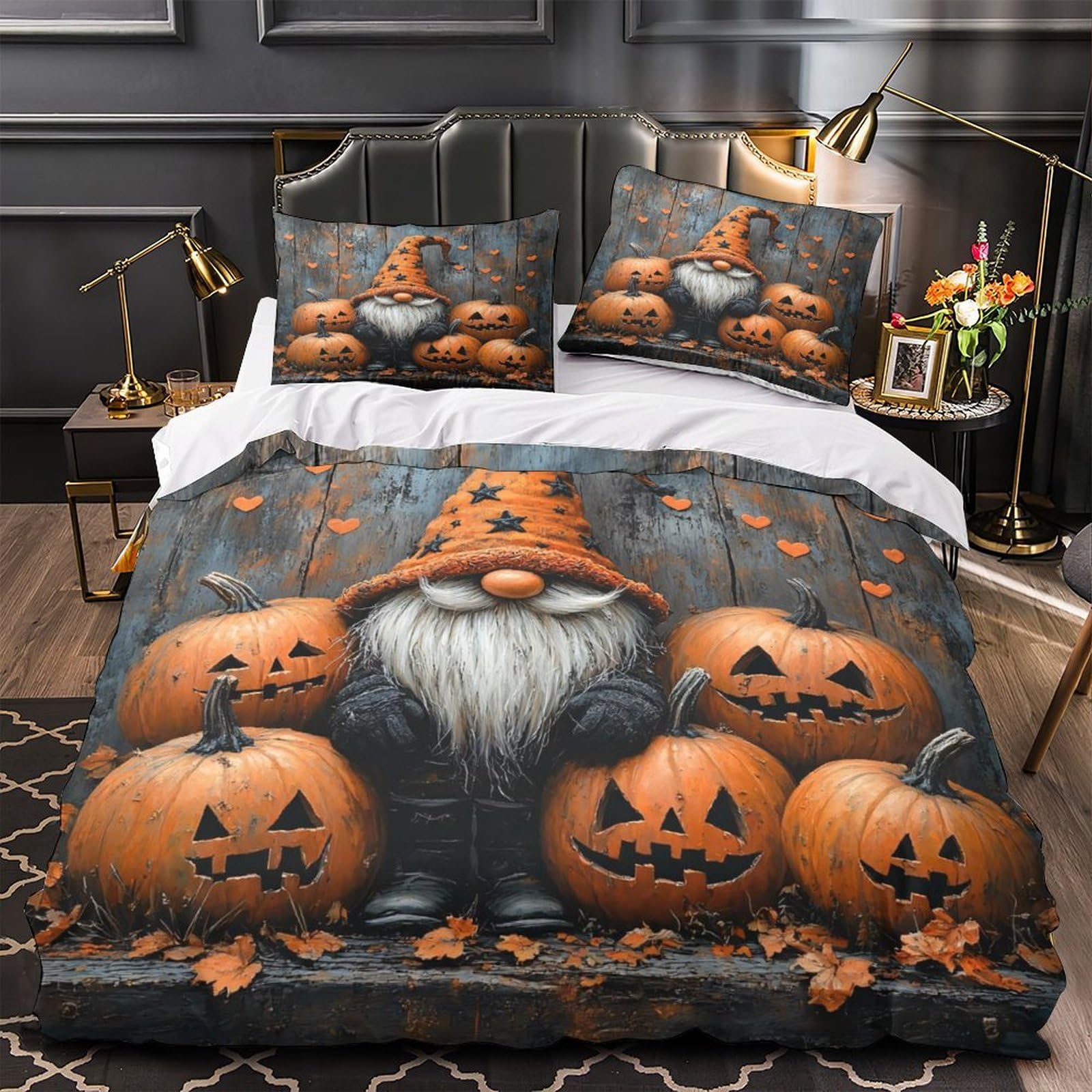 Housse de couette Halloween chauves-souris 260x220 cm en microfibre