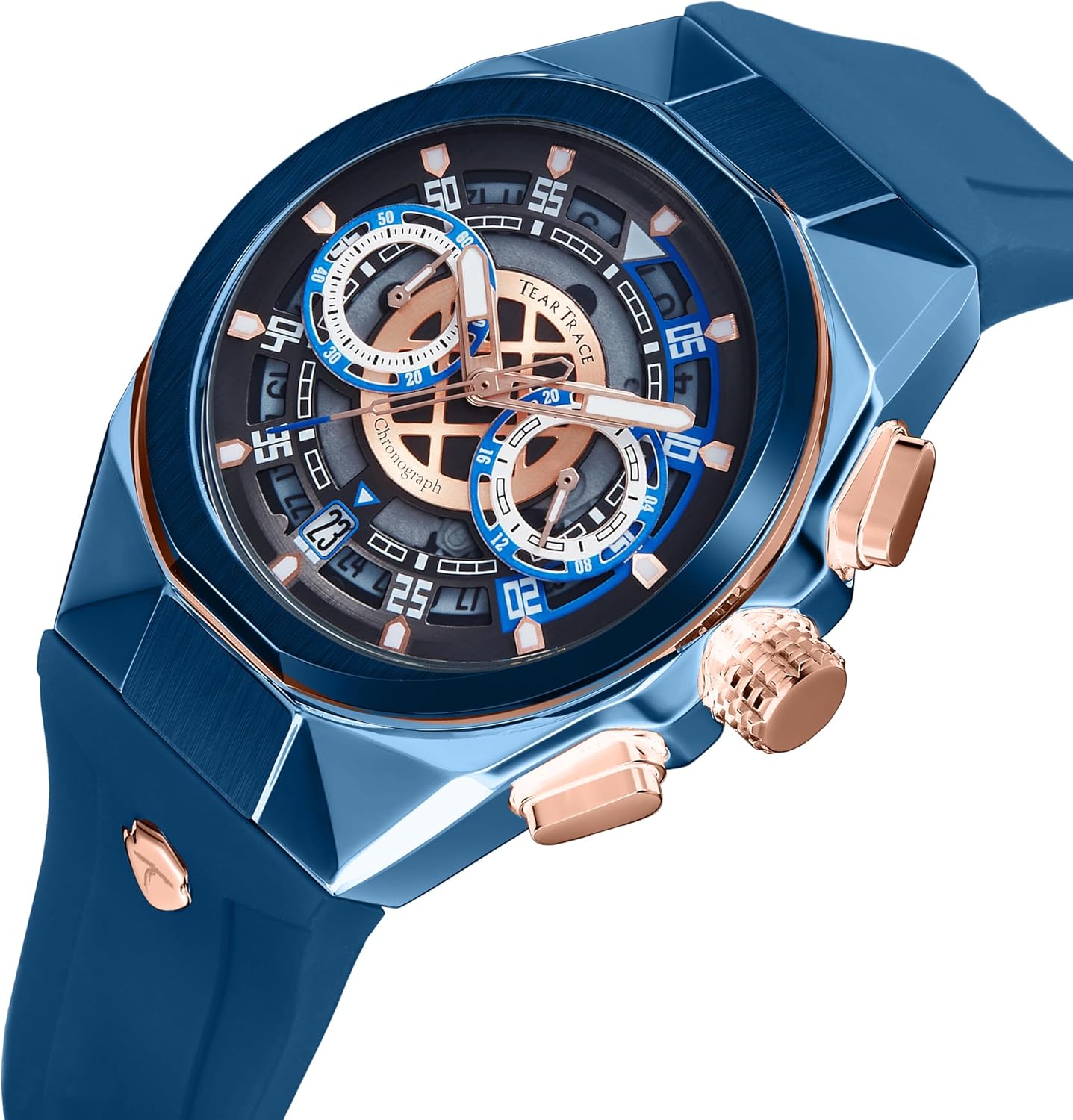 TEARTRACE Men's Watches with Silicone Strap Analog Quartz Waterproof Chronograph Luminous Tonneau Watches for Men, Big Face Sport Work Dress Unique Wrist Watch