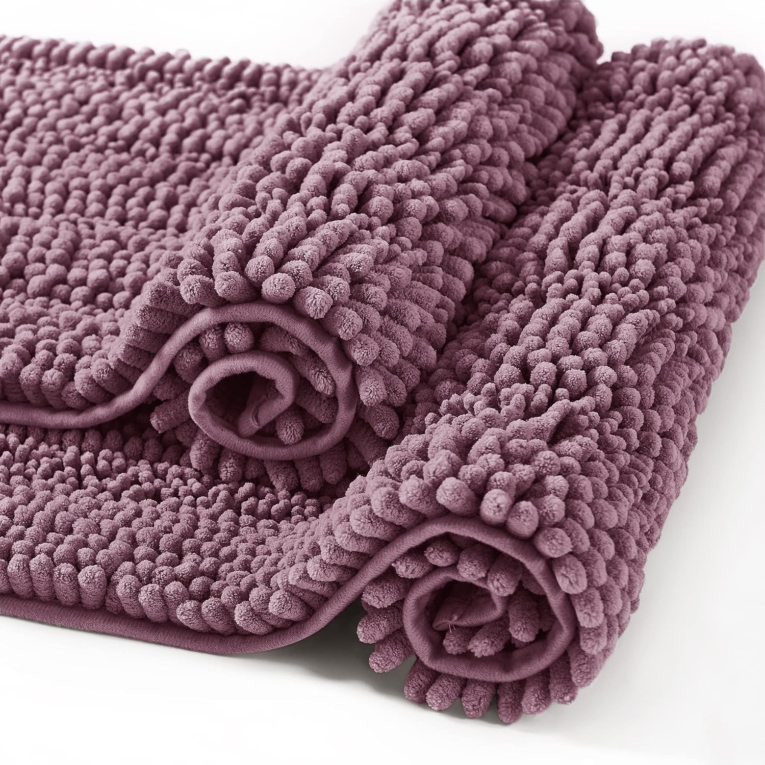 RYB HOME Bathroom Rugs Sets 2 Pieces - Bath Mats for Bathroom Shower Stall Non Skid Infantil Soft Bathroom Carpet for Shower Floor Baby Nursery, Lavender, W 20" x L 32" W 17" x L 24"