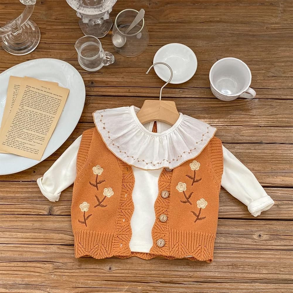 Amazon.com: Flowers Embroidery Knitted Vest for Newborn Toddler
