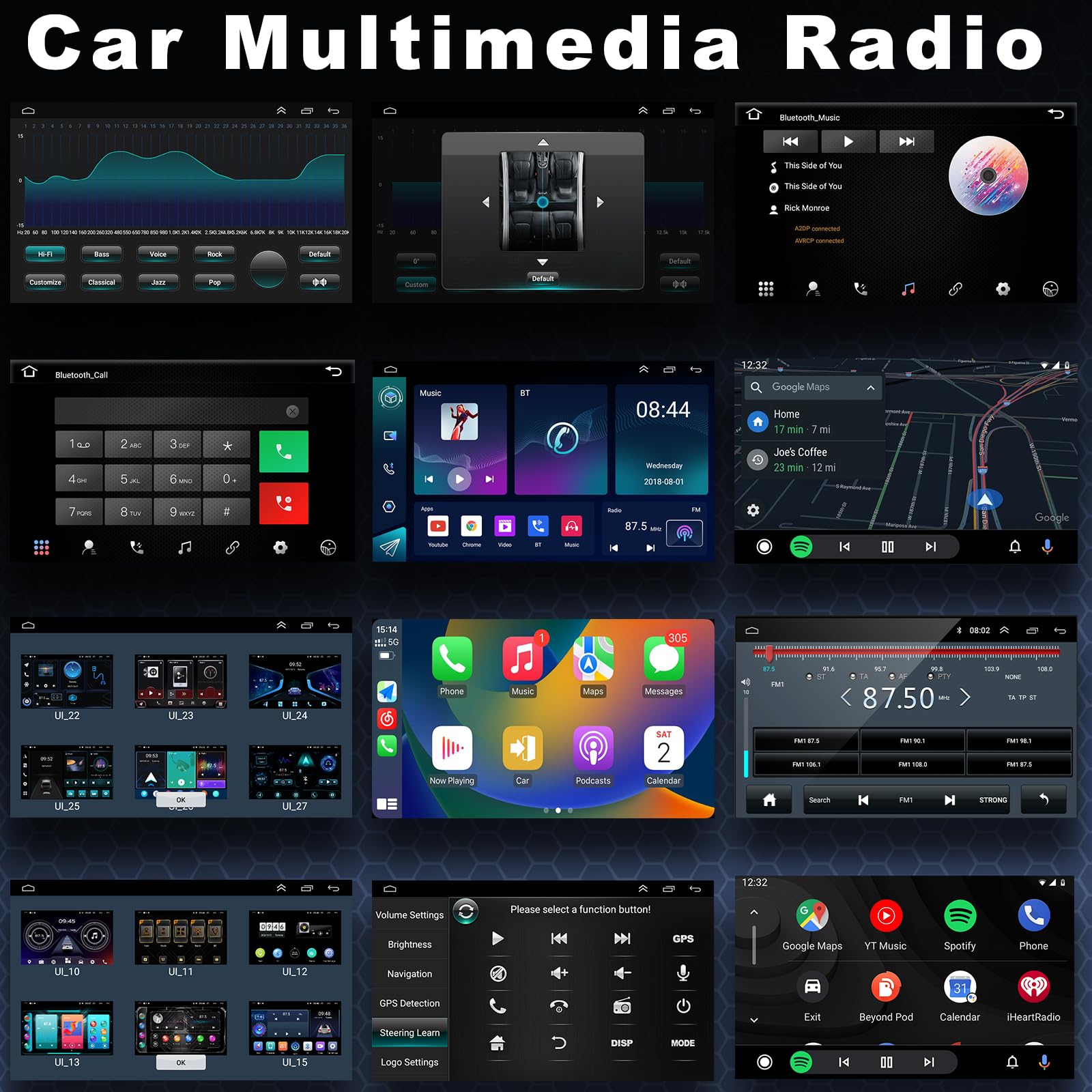 Autoradio per Fiat Panda 169 (2003-2012) con Android Auto e CarPlay Wireless, RDS Car Radio Android Stereo con Telecamera Retromarcia/Mic/CANbus BOX/App Store 2G+32G