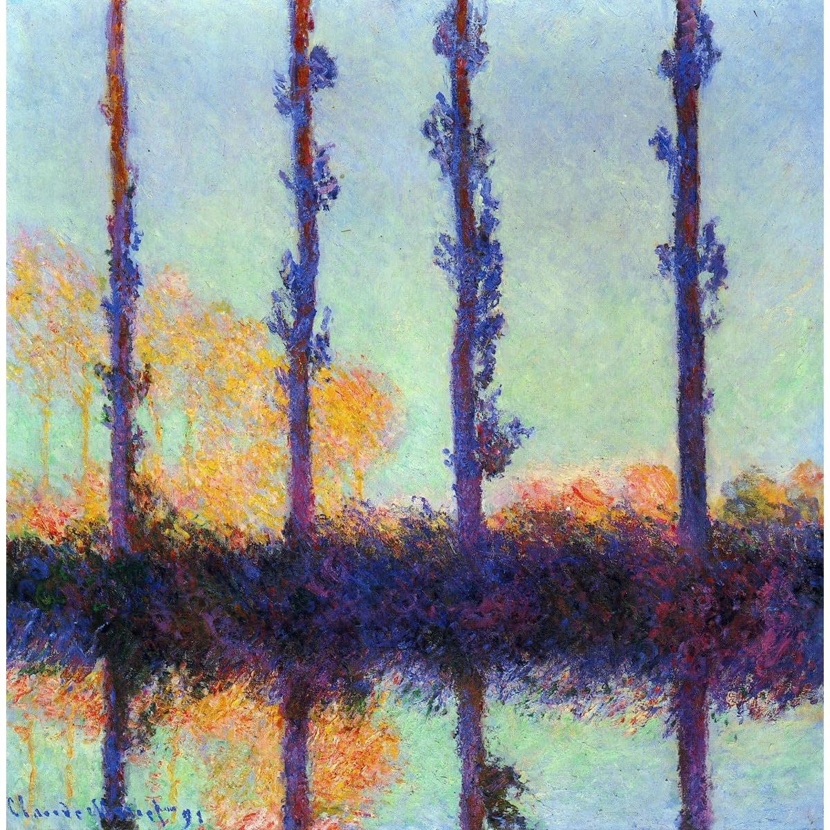 Toile Monet Quatre Peupliers déco murale grand format 76x101 cm - 2