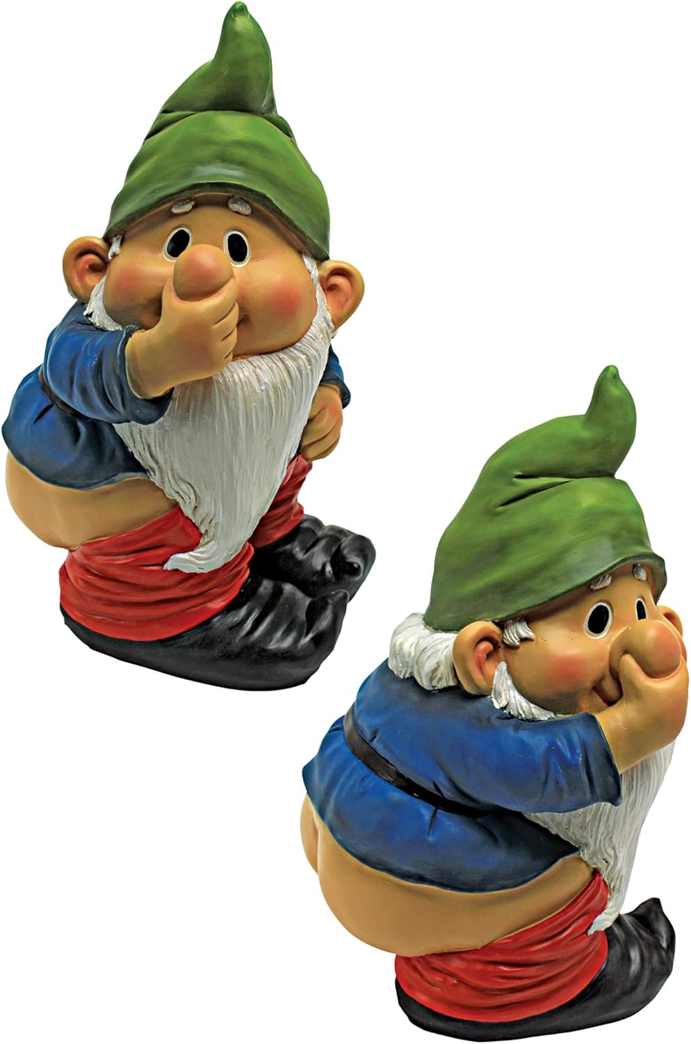 Design Toscano Garden Gnome Statue - Stinky the Garden Gnome - Naughty Gnomes - Mooning Gnomes Statues, Set of 2
