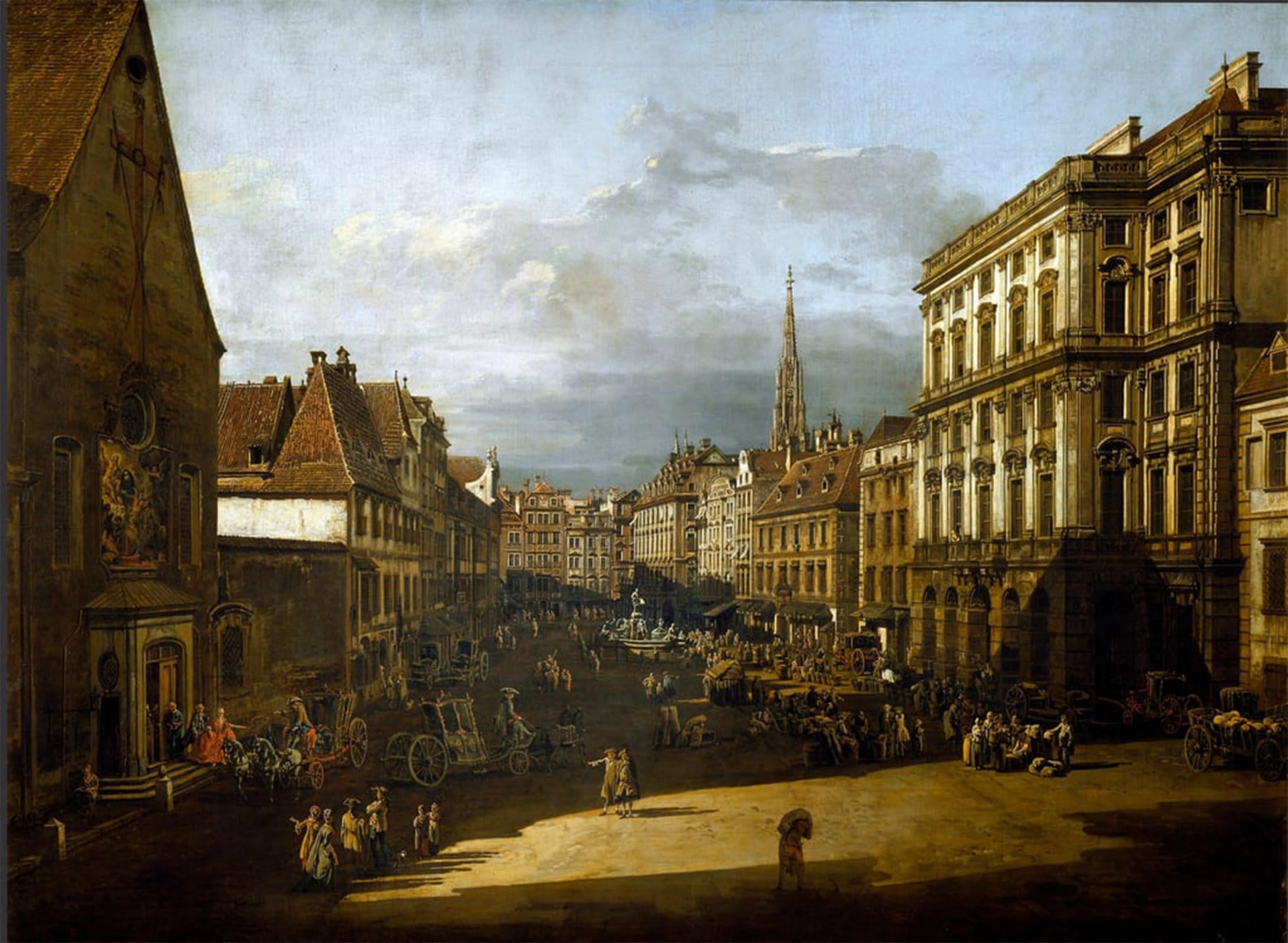 POSTERIIk Famous Animal Posters Vintage Picture View of the Flour Market in Vienna Painting by Bernardo Bellotto Modern Wall Decor for Home Decor 60x90cm