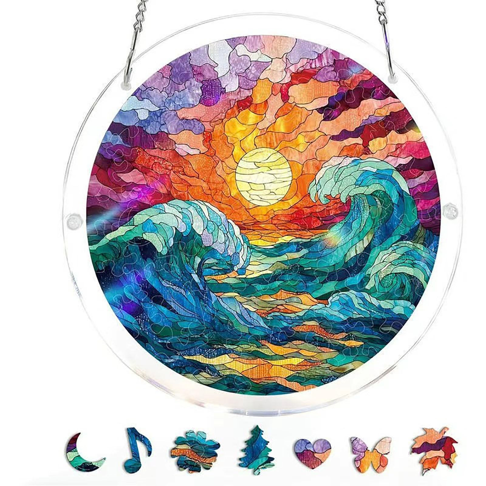 vrfvsdasAAS Window pendant, Acrylic Jigsaw Puzzle Suncatcher 83 Pieces，Acrylic Puzzles Window Hanging(Riverscape,1s(7.4 * 7.4ln))