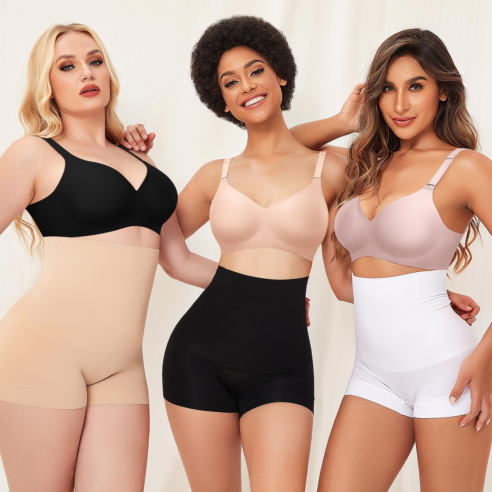 SINFLA V Neck Wireless Bras for Women No Underwire Seamless Bra Full Coverage No Wire Tshirt Bras