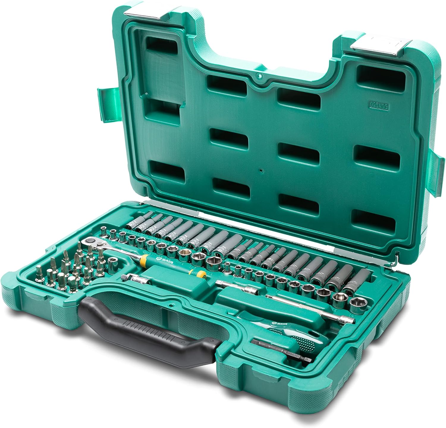 SATA 63 Piece Mechanics Tool Set | SAE & Metric | 1/4" Drive 72 Tooth Ratchet | Standard & Deep 6-Point Socket Set with Bit Sockets - ST09540G