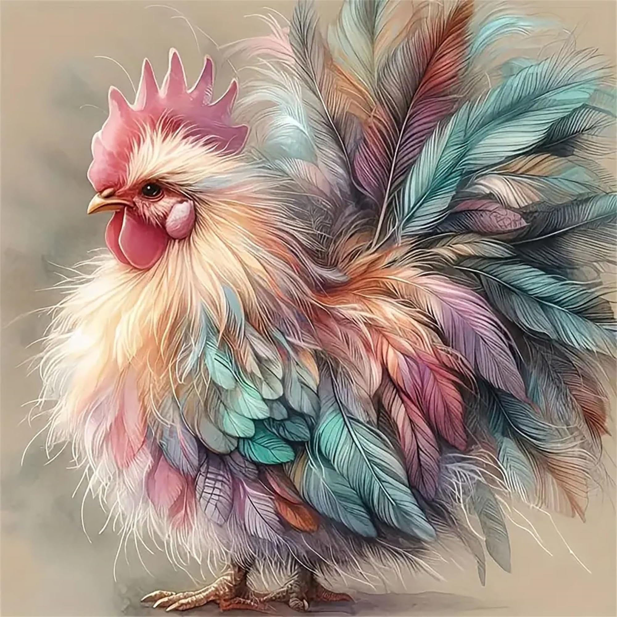 WUJIEJ Adult Paint by Number Kits,Painting Kits on Canvas,Chicken Large Color by Numbers Watercolor Gifts for Friends Home Wall Decor (Chicken)