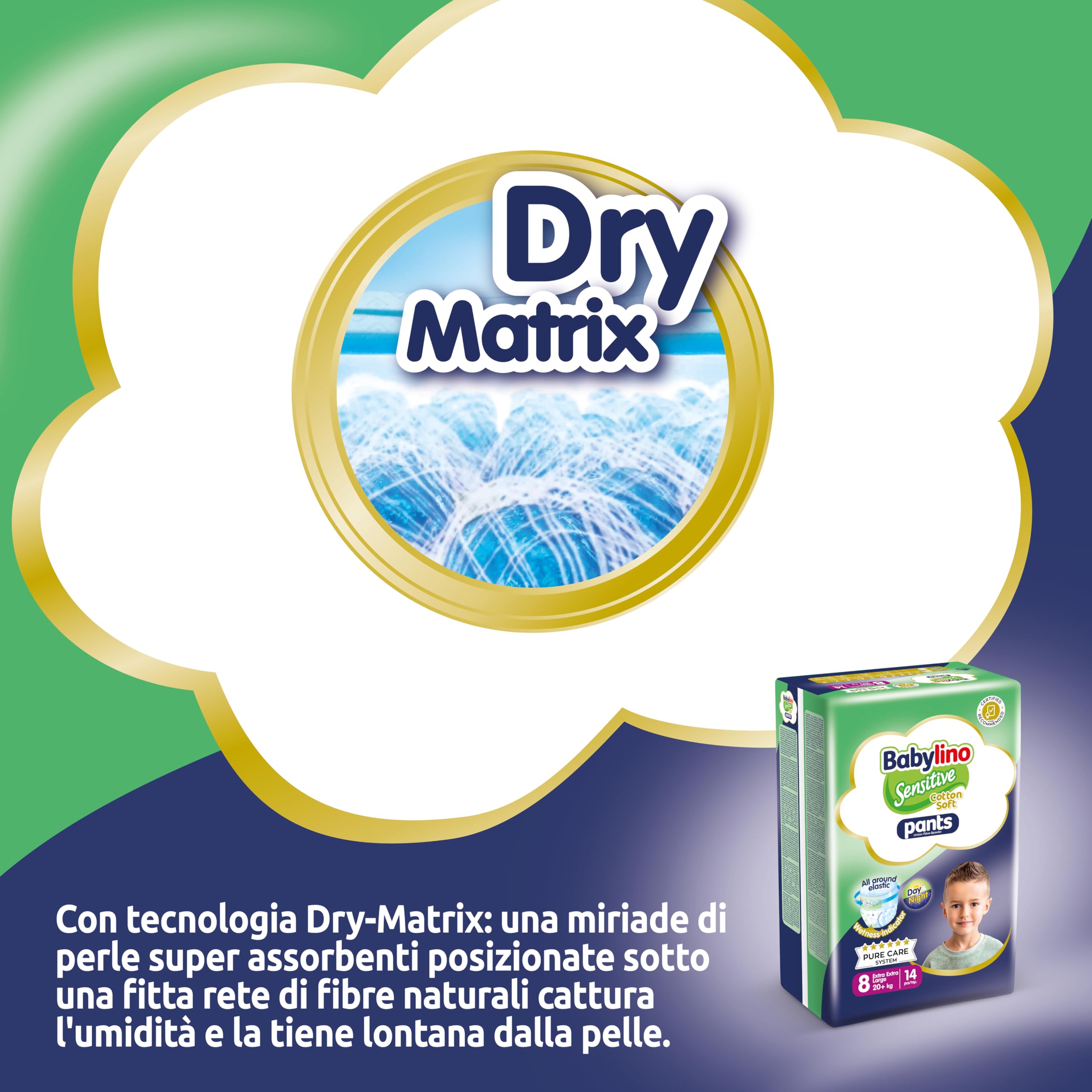 Babylino Sensitive Cotton Soft Pannolini Mutandina Taglia 8 XXL 20+ Kg 14 Unità