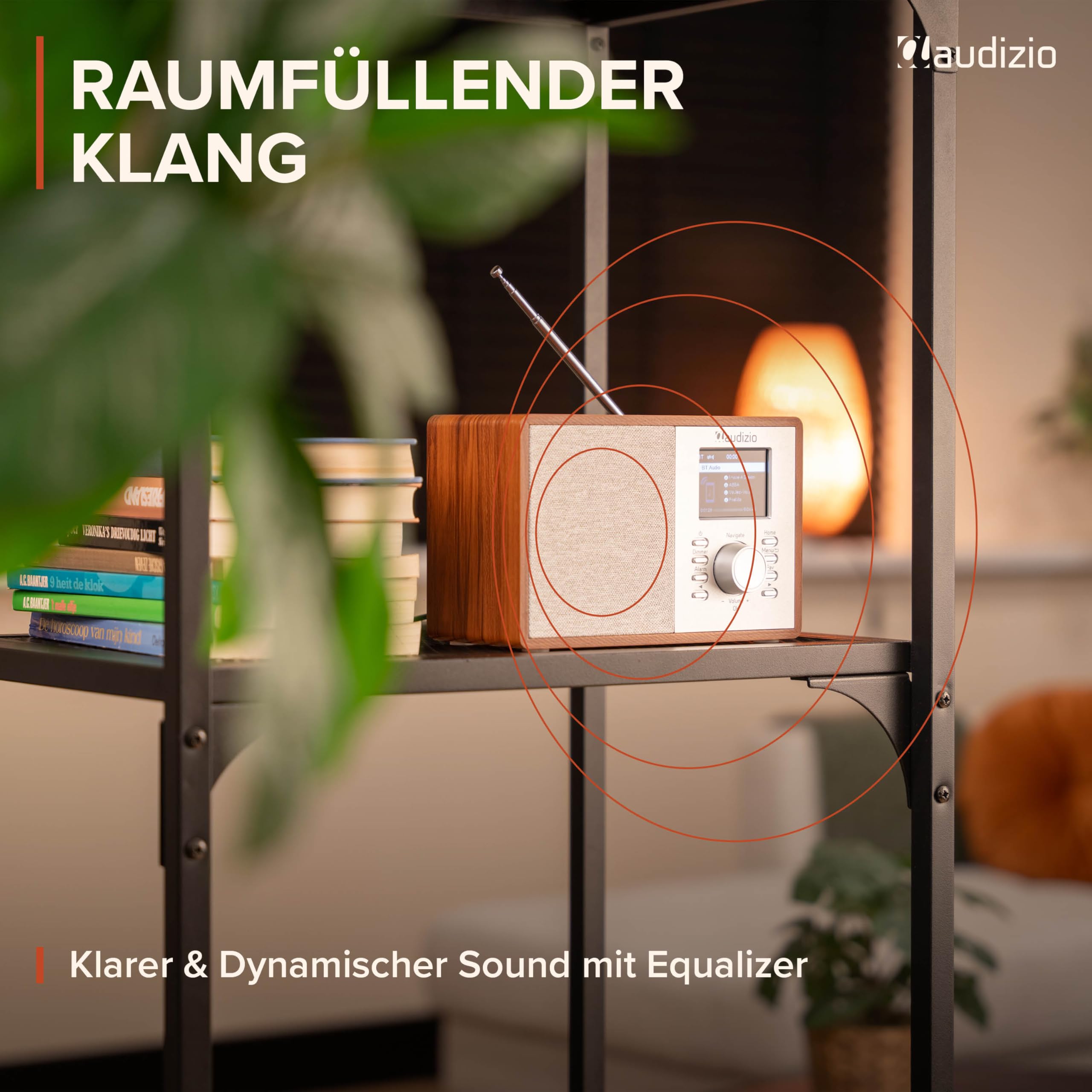 Audizio Cosa WLAN Internetradio klein - DAB+ Digitalradio mit Bluetooth - Kompaktes Küchenradio, Radiowecker, Farbdisplay & Kopfhöreranschluss - Braun