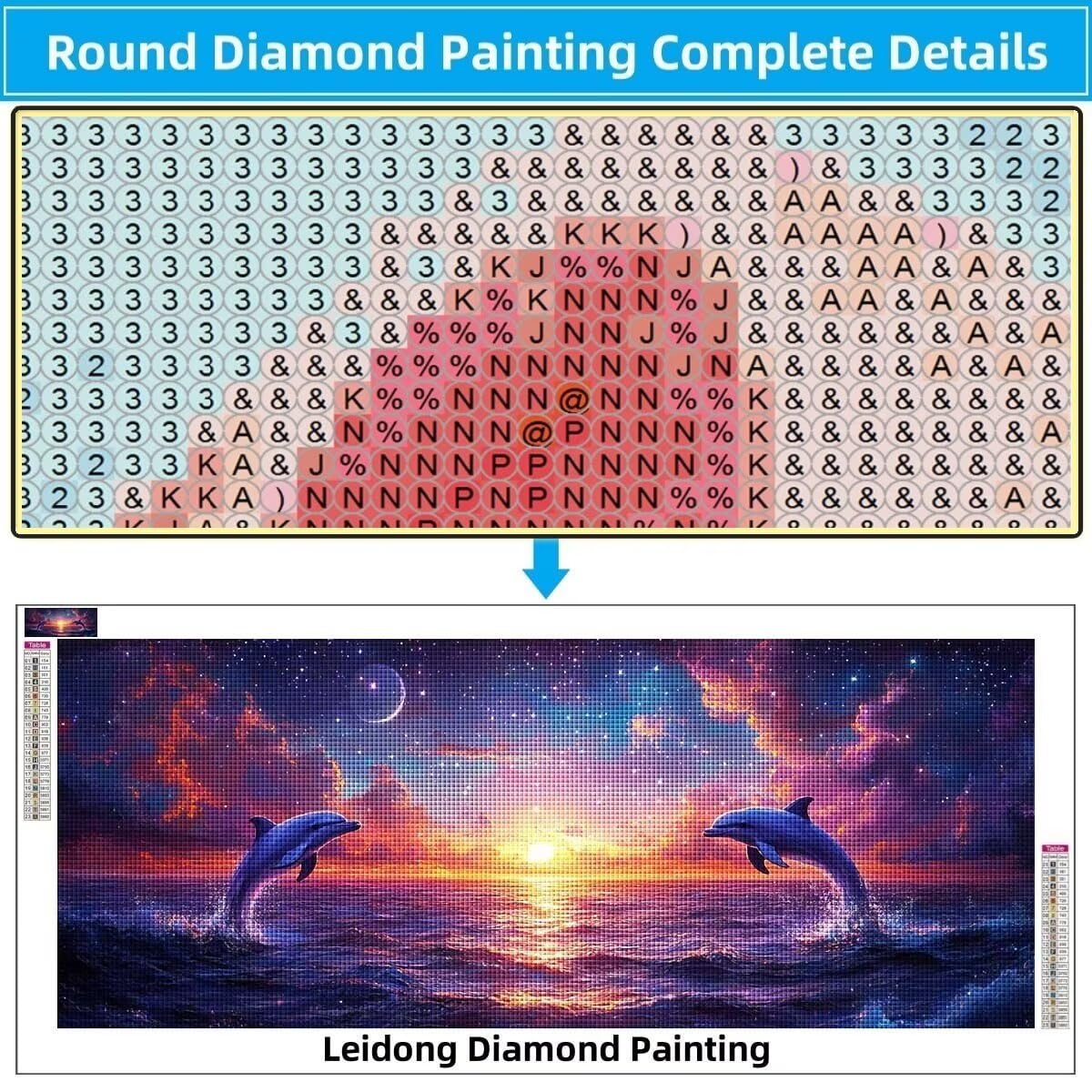 5D DIY diamentowe malowanie dla dorosłych, delfin, gwiaździste niebo duże diamentowe malowanie (50 x 125 cm), diamentowe kryształowe ścieg krzyżykowy rzemiosło haft malarski, malowanie diamentowe do