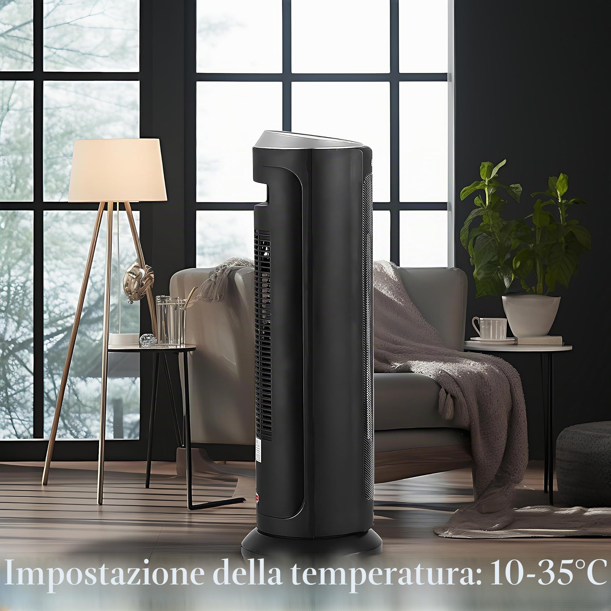 Termoventilatore in ceramica a risparmio energetico, timer da 12 ore, oscillante, telecomando, 3 livelli: freddo, 1000, 2000 Watt, riscaldatore elettrico, riscaldatore, indicatore di temperatura,