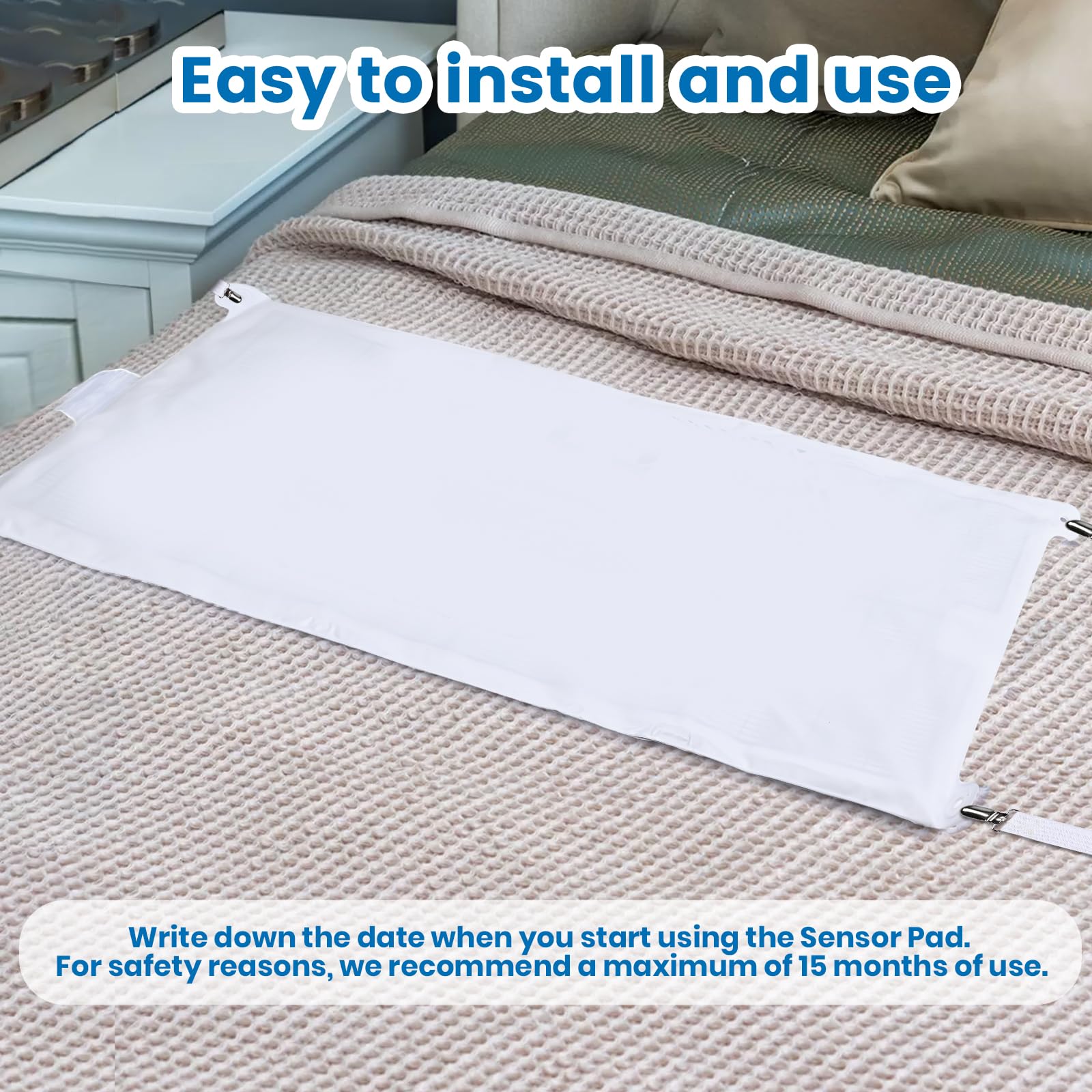 Almohadilla con sensor de cama y localizador de alarma de cama para adultos mayores, almohadilla con sensor de presión de cama con alarma, pacientes de demencia, cuidador, prevención de caídas para